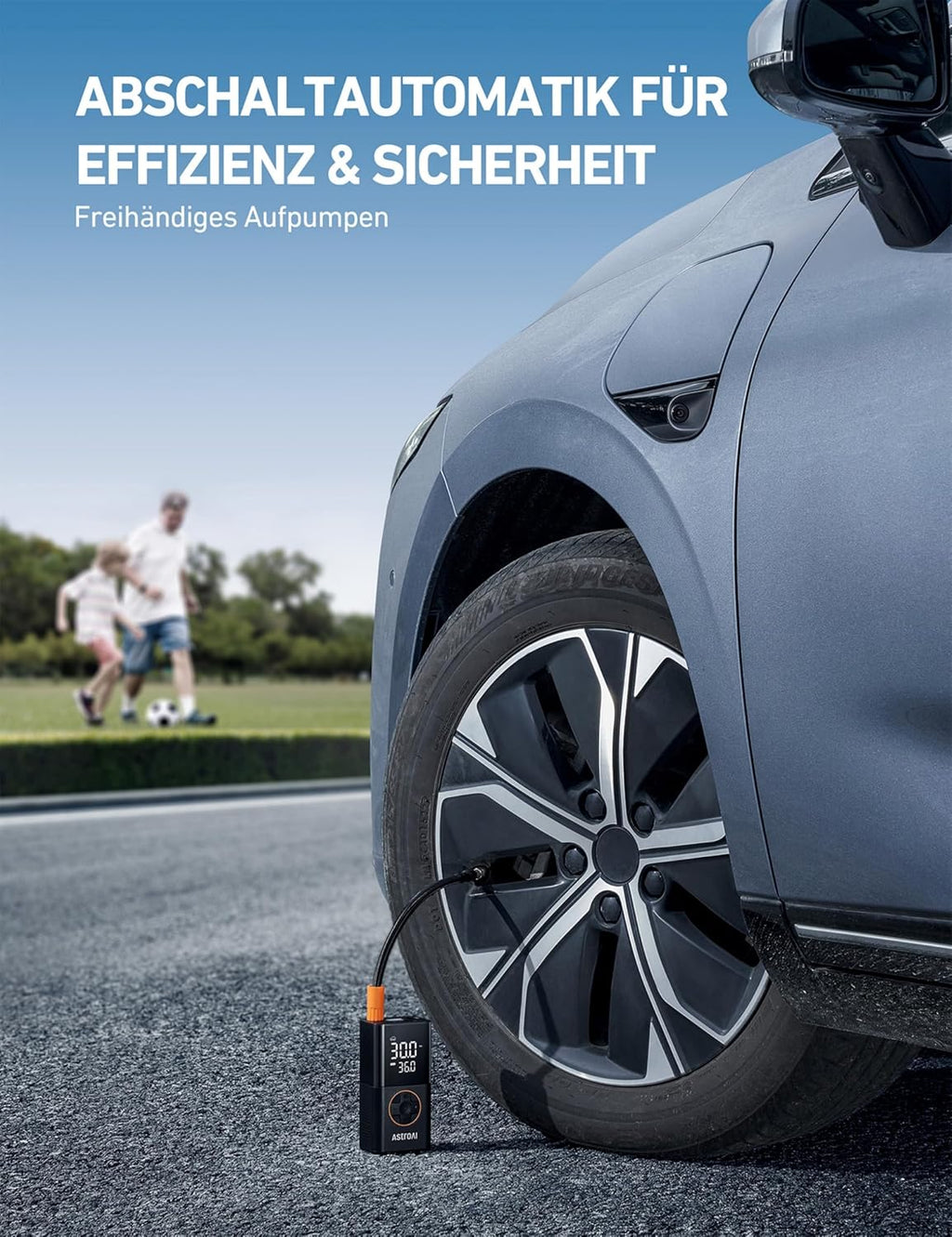 Astroai Kabellose Elektrische Luftpumpe, Tragbare Akku Fahrradpumpe Mit Alle Ventile, Led-Licht, Wiederaufladbare Reifenpumpe Für Fahrrad, E-Bike, Auto, Motorrad, Bälle, Schwarz | Mit Alle Ventile Led-Licht, Wiederaufladbare Reifenpumpe Für Fahrrad, E-Bik