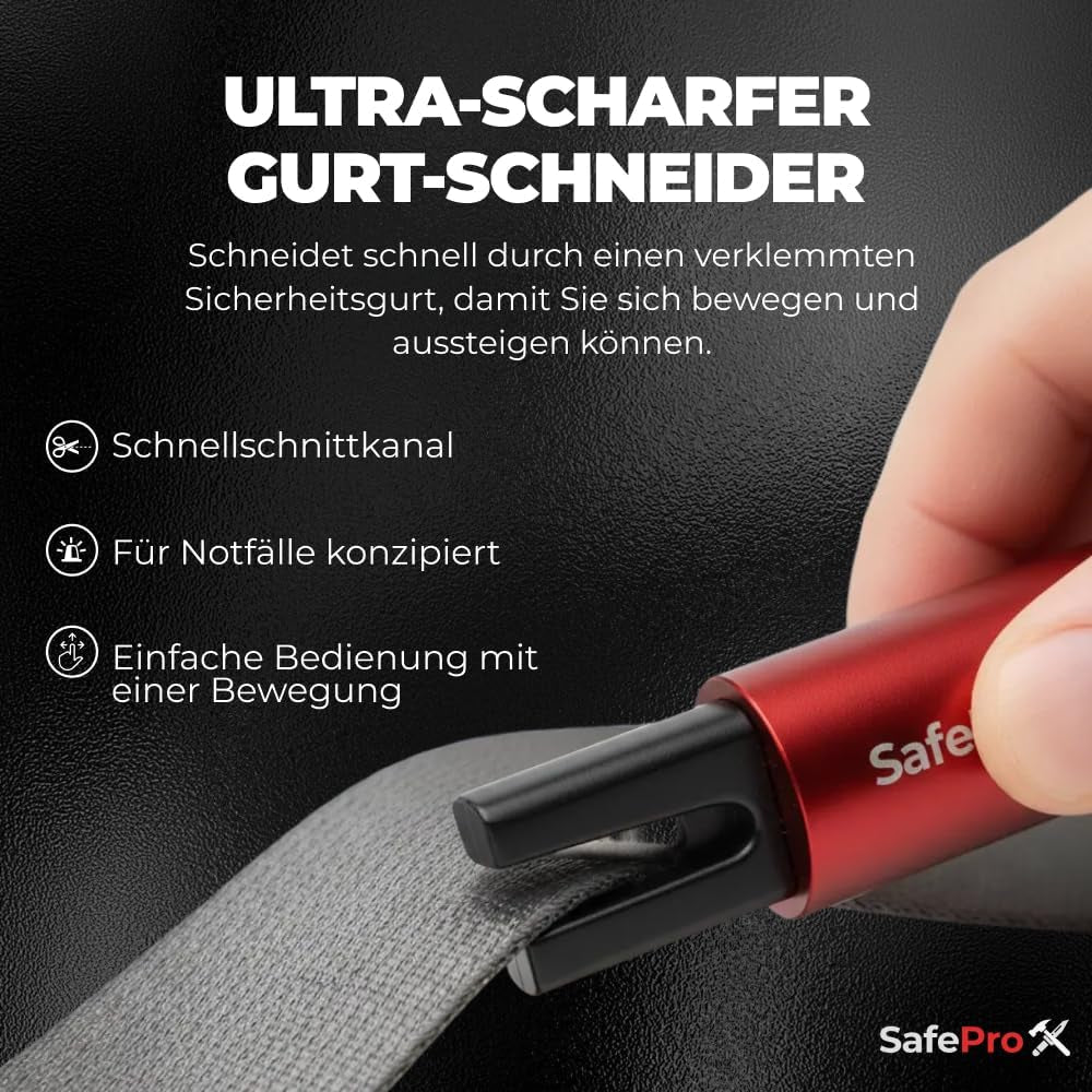 Notfallhammer Auto Mit Gurtschneider - Lebensrettender Kompakt Federkörner Glasbrecher - Sicherheit Rescue Tool & Scheiben Zertrümmerer Für Schnelle Flucht Bei Straße Unfällen (2Er-Pack)