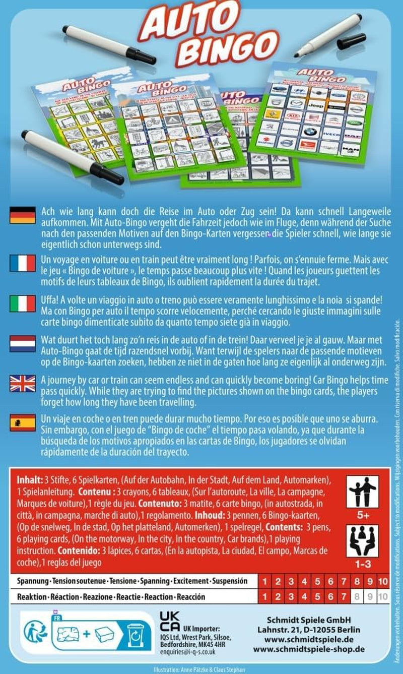 Schmidt Spiele 51434 Auto-Bingo, Bring Mich Mit Spiel in Der Metalldose, Bunt | Bring Mich Mit Spiel in Einer Metalldose