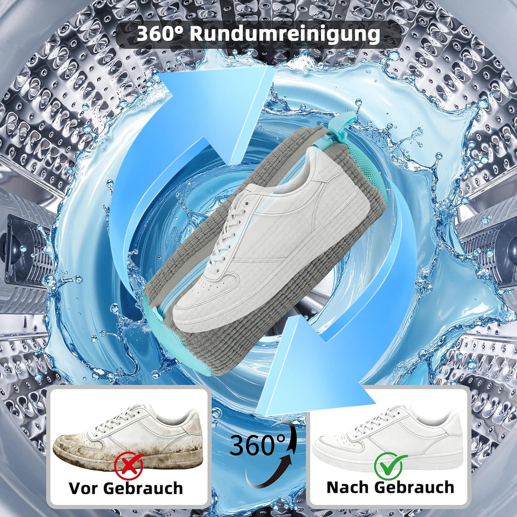 Schuhwaschbeutel Waschmaschine 2 Stück 39X19Cm Grau Anti-Verformung Sneaker Wäschenetz Mit 360° Reinigungsflusen Wiederverwendbar Wäschesack Schuhe Für Waschmaschine Und Trockner