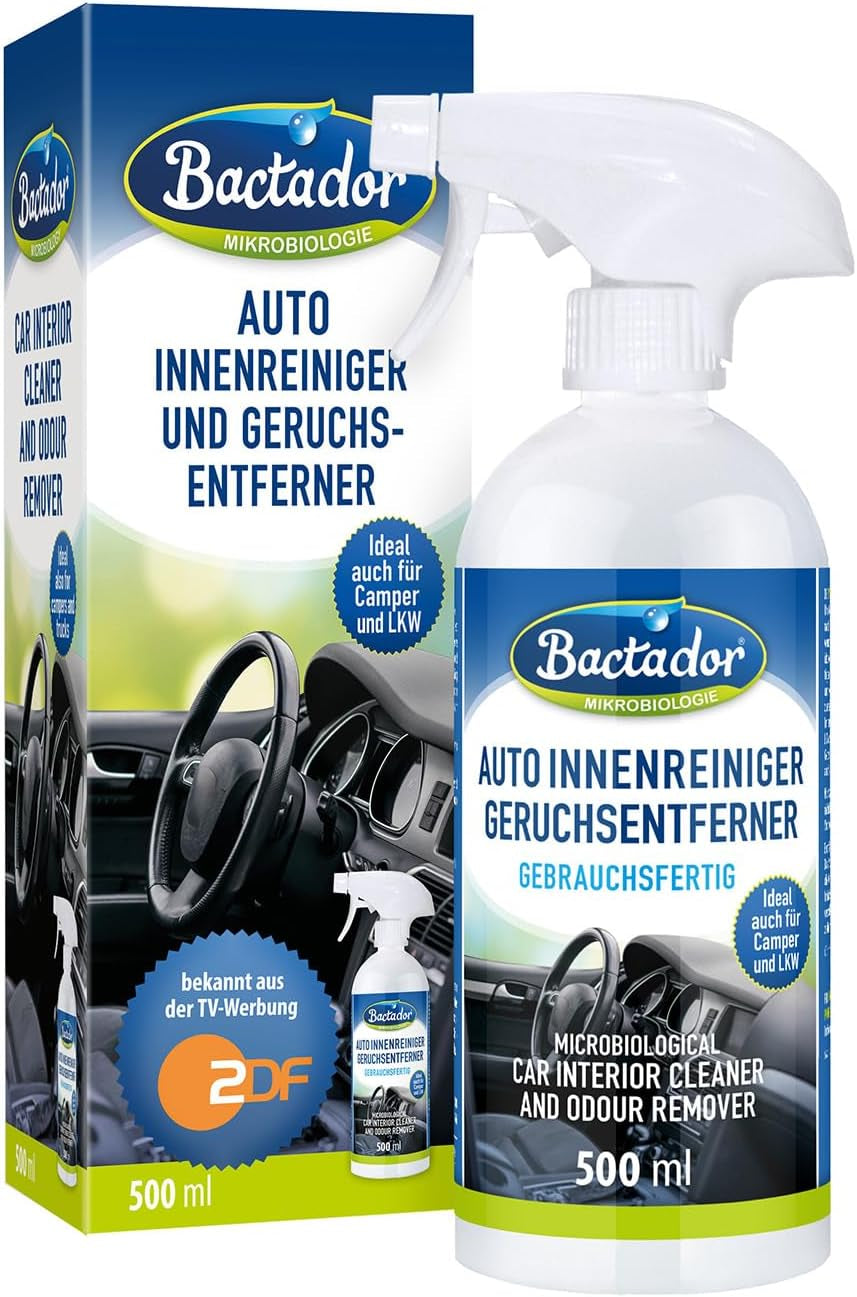 Bactador Enzymreiniger Spray 750Ml - Geruchsentferner & Fleckenentferner, Hundeurin & Katzenurin Entferner, Mikrobiologischer Geruchsneutralisierer, Polsterreiniger, Porentiefe Reinigung