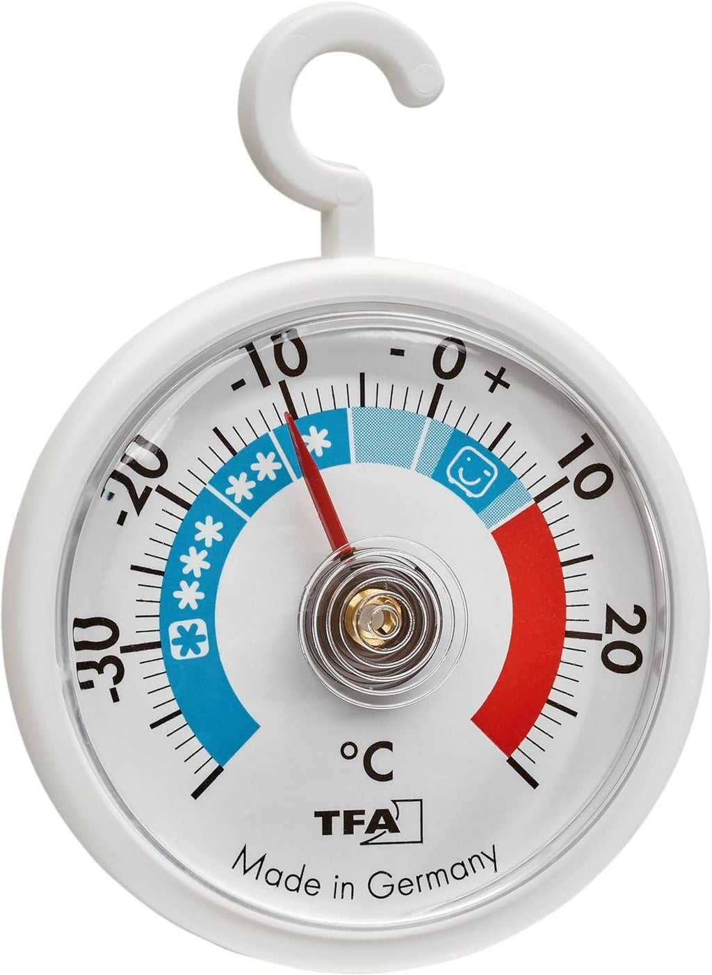 TFA Dostmann 2Er Set Analoge Kühlthermometer Mit Haken, 95.1036, Handlich, Mit Kühlzonen, Für Kühlschrank, Gefrierschrank Und Kühlhaus Zur Temperaturkontrolle, Bis -40°C, Weiß