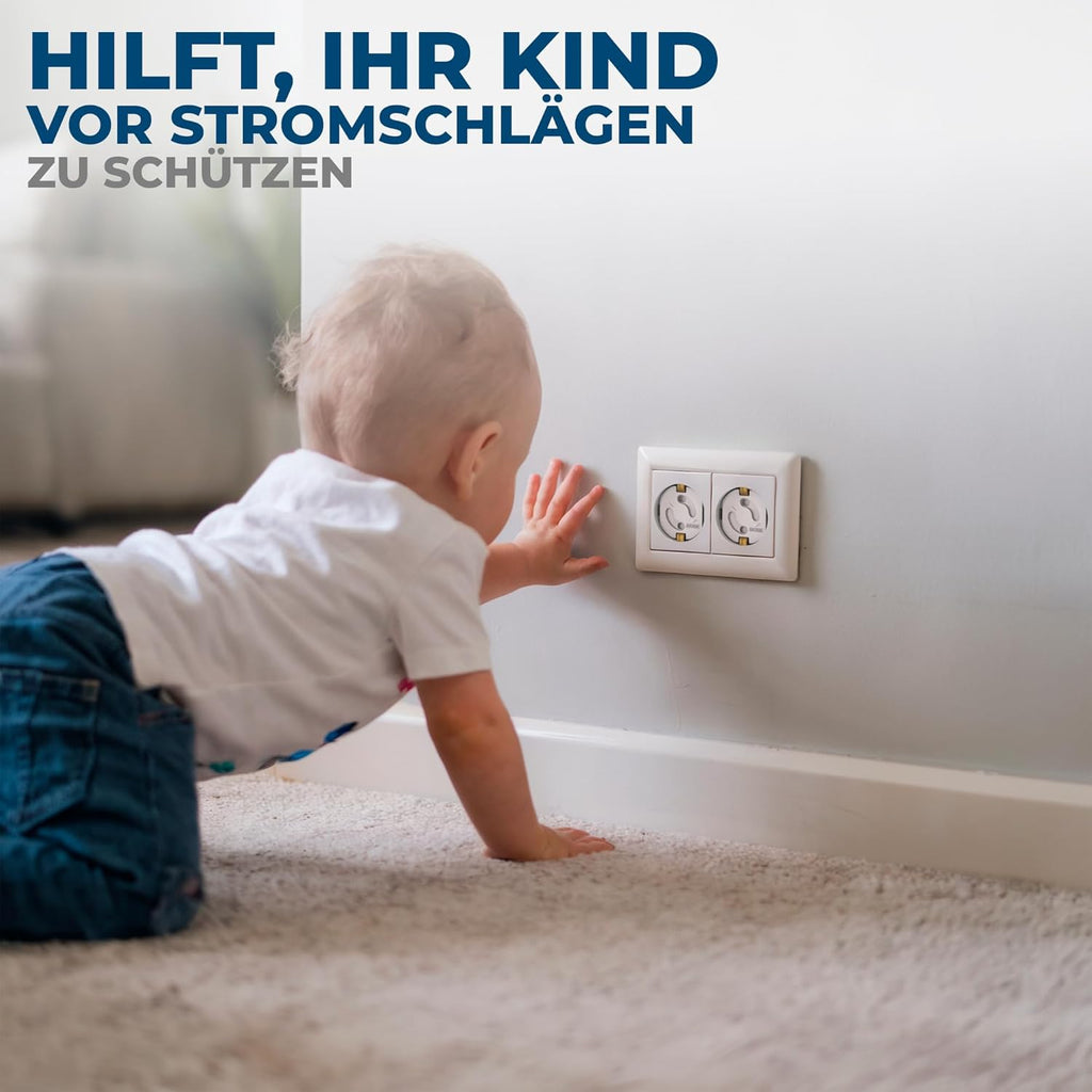 Hoffenbach 20X Steckdosen Kindersicherung – Steckdosensicherung Mit Drehmechanik – Schutz Für Babys & Kinder – Steckdosenschutz Verhindert Unfälle & Stromschläge – Steckdose Kinderschutz – Weiß