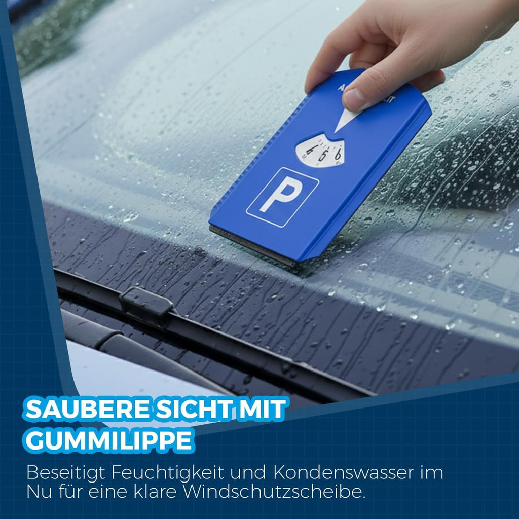 VZL Parkscheibe Mit Eiskratzer, 3 Einkaufswagenchip & Scheibenkratzer - Parkuhr Mit Schneekratzer Für Auto, LKW - Praktischer Kratzer Mit Einkaufschip - Parkscheiben Für Winter - Stvo Konformität