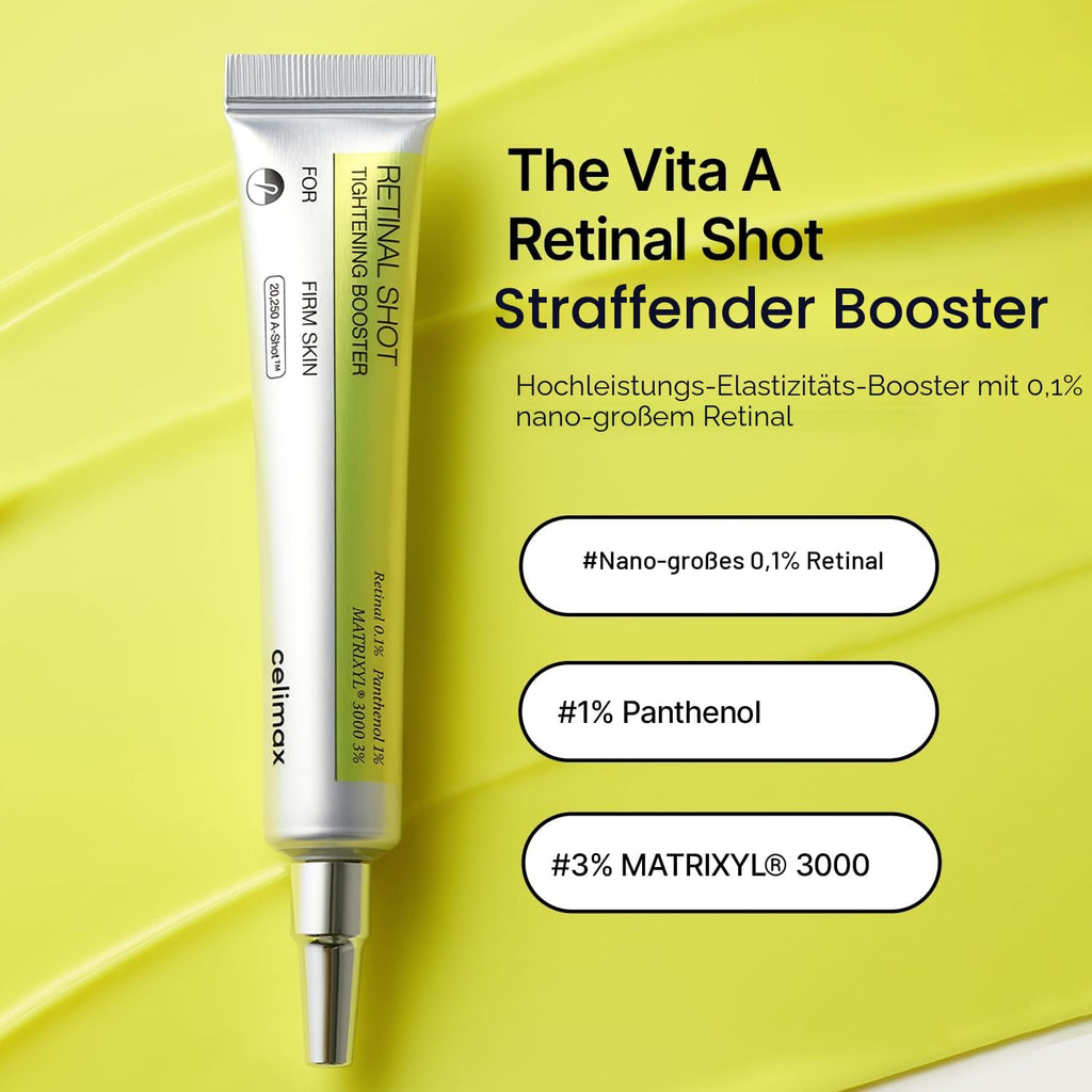 Celimax the Vita a Retinal Shot Tightening Booster | Straffendes Anti-Falten Serum, Soforteffekt Fürs Gesicht, Gegen Zornesfalte & Falten, Anti-Aging, Korean Skincare, 15 Ml