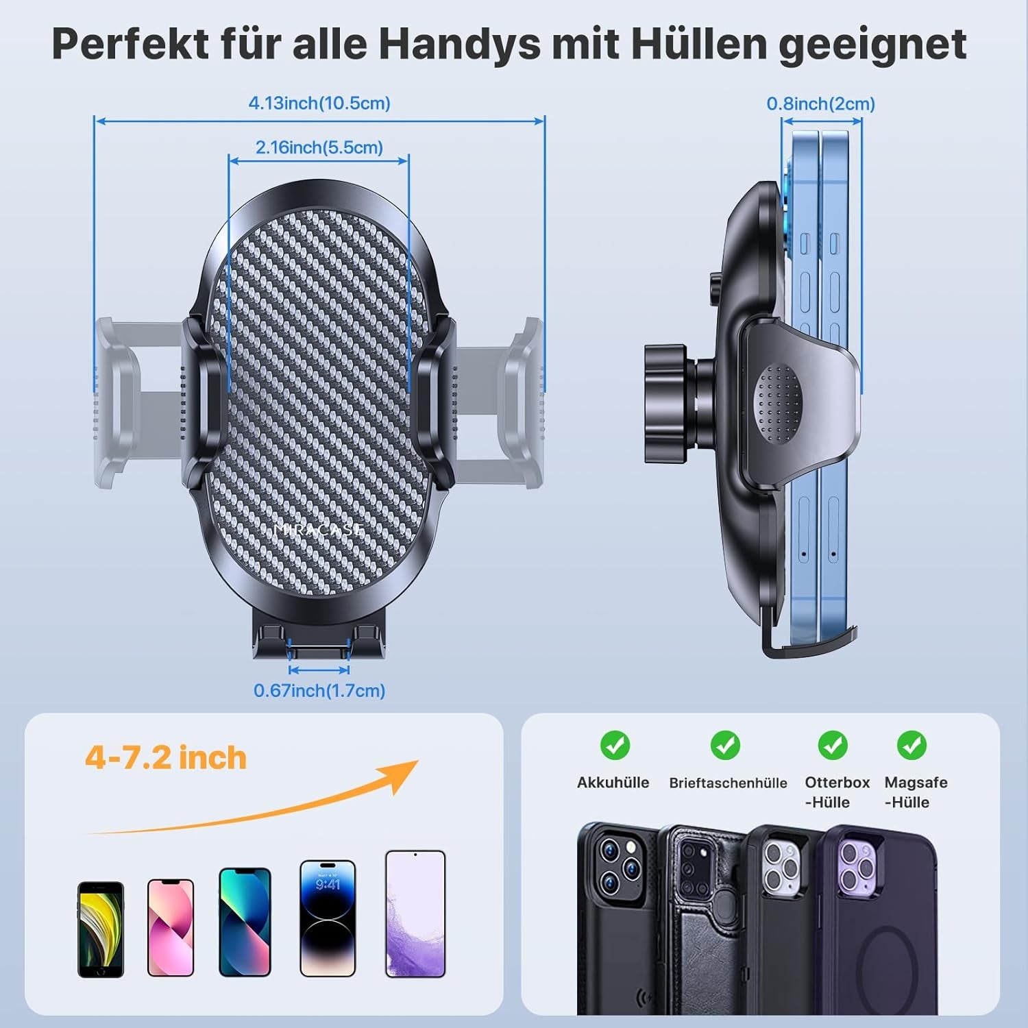 Miracase Handyhalterung Auto [Stabilere Doppelhaken] Handyhalter Für Autos Lüftung Universale, Halterung Für Navigationsgeräte，360 Grad Vent KFZ Halterung Für Iphone Galaxy Smartphone
