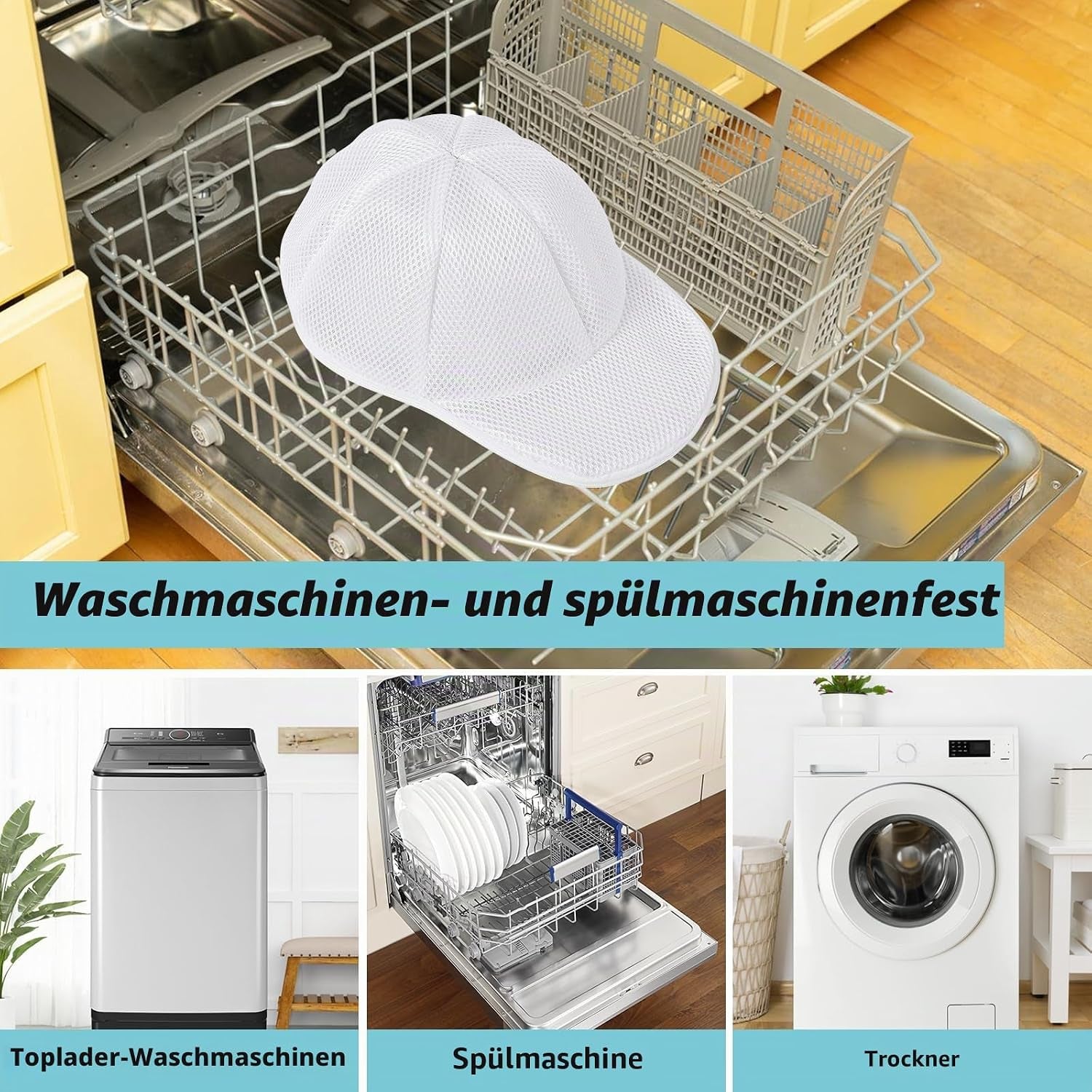 Coopache Wäschesack Cap Gestell Zum Waschen Form Halter Für Waschmaschine Und Spülmaschine Hut Reiniger Basecap Waschgestell Für Baseballmützen (Weiß)