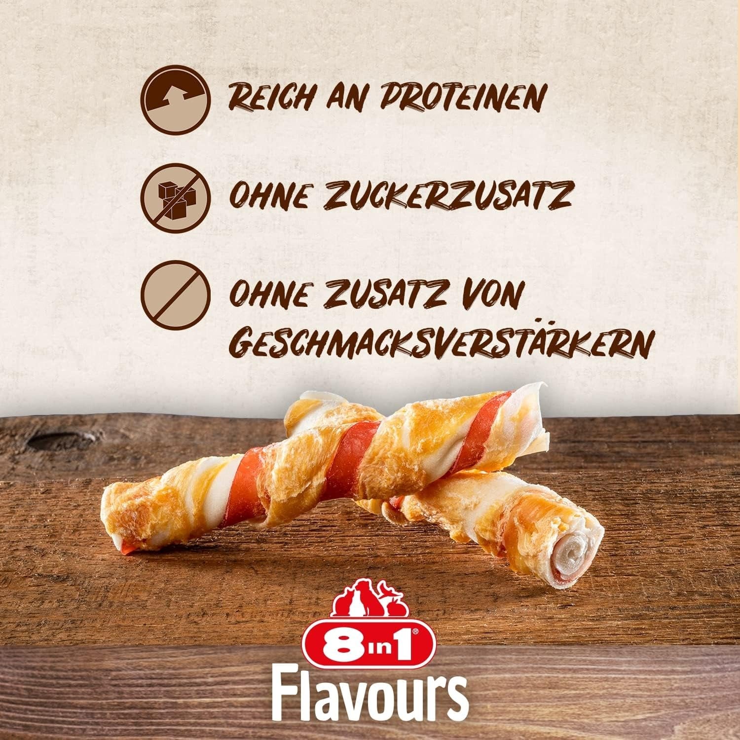 8In1 Triple Flavour Rolls Kaustangen Für Hunde - Kausnacks Mit Extra Viel Fleisch, 113G Beutel (3 Stück)