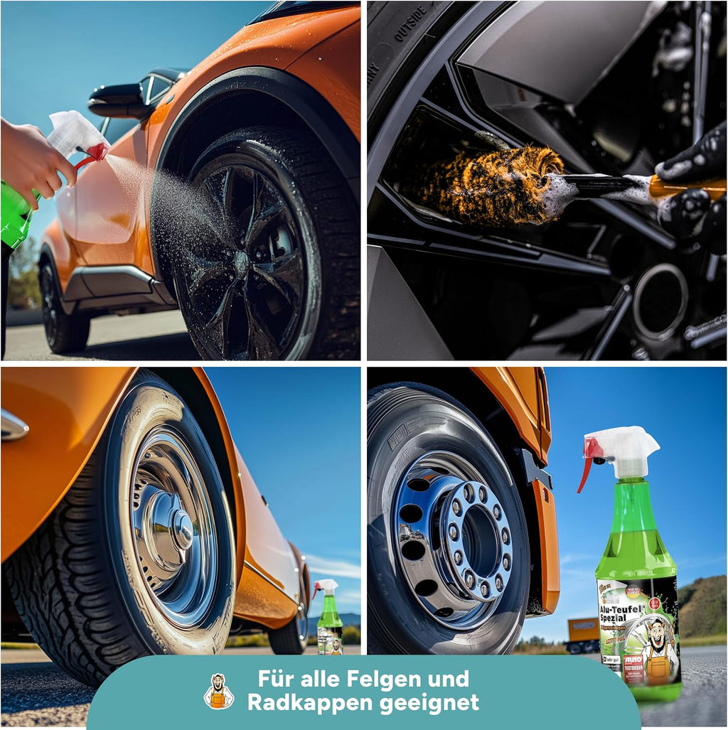 Tuga Chemie Alu-Teufel Spezial Felgenreiniger Grün – Profi Felgenreinigung Von Bremsstaub & Schmutz – Ph-Hautneutral, Materialschonend, Glanzverstärkend – 1 L Flasche – Made in Germany