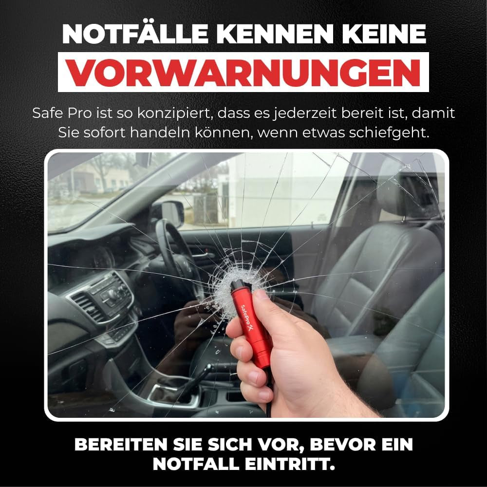 Notfallhammer Auto Mit Gurtschneider - Lebensrettender Kompakt Federkörner Glasbrecher - Sicherheit Rescue Tool & Scheiben Zertrümmerer Für Schnelle Flucht Bei Straße Unfällen (2Er-Pack)