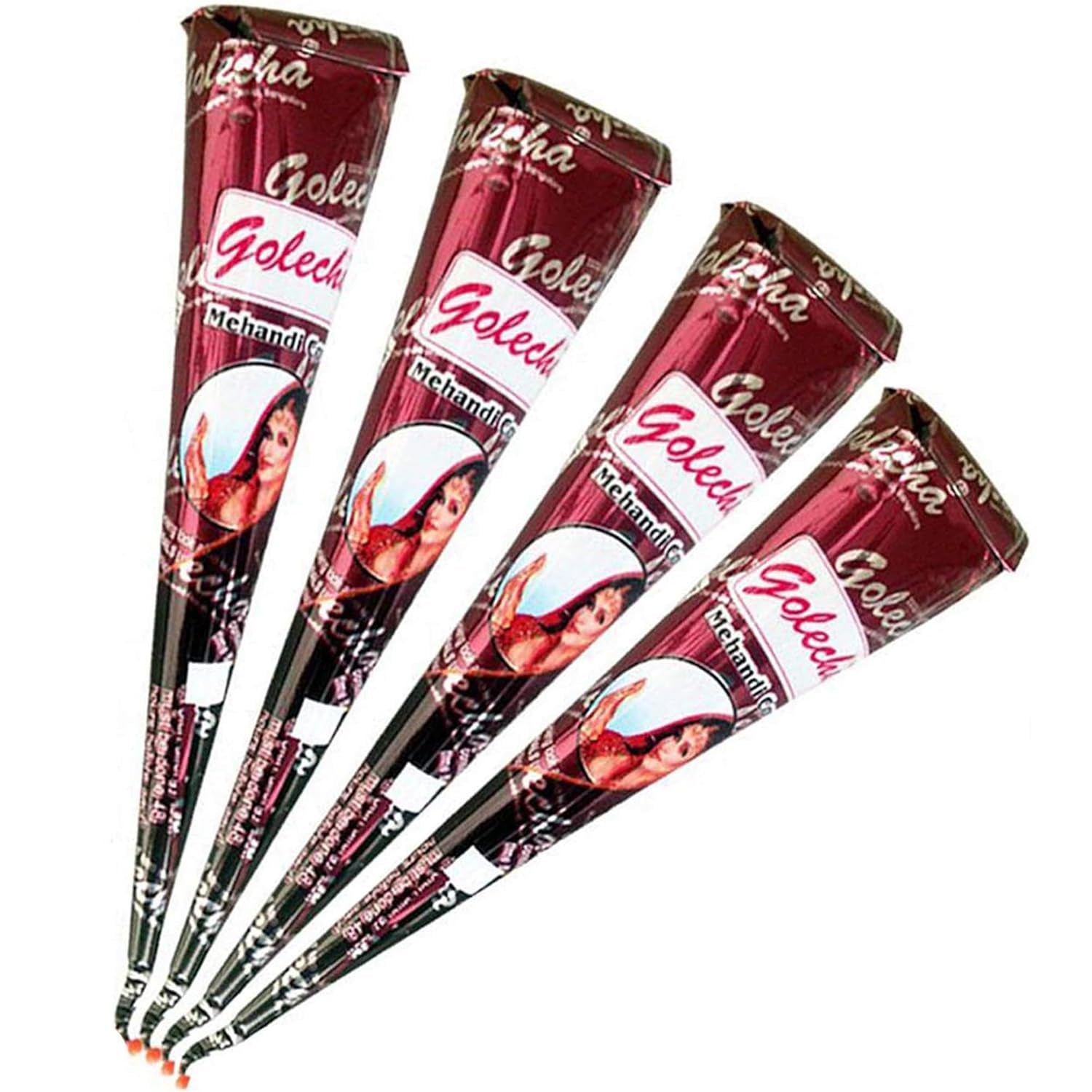 Golecha Henna-Kegel, Rötlich-Braun, 4Er-Pack | Die Verpackung Der Henna-Kegel Kann Variieren; Jeder Kegel Enthält Etwa 25 G Oder 30 G Hennapaste