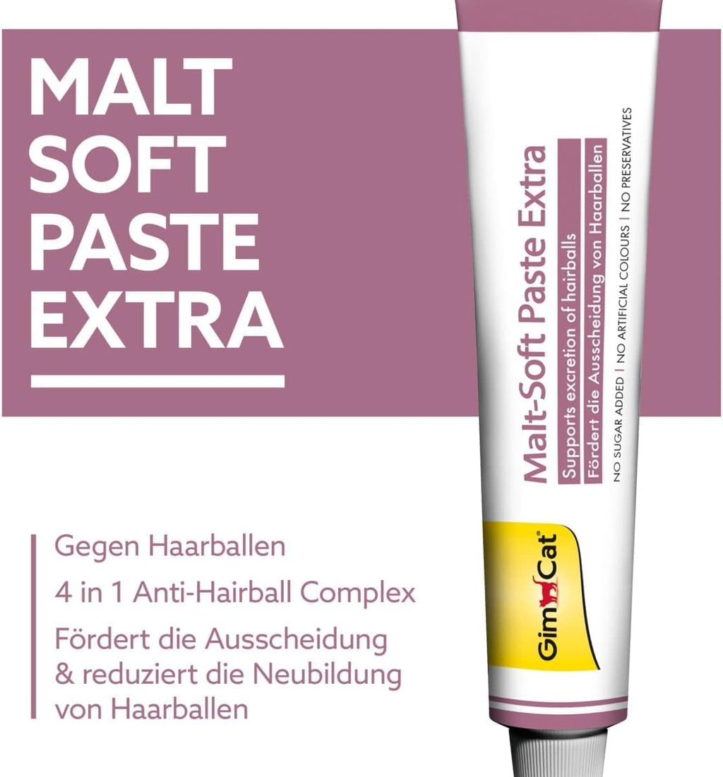 Gimcat Malt-Soft Paste Extra - Anti-Hairball Katzensnack Fördert Ausscheidung Von Haarballen - 1 Tube (1 X 200 G)