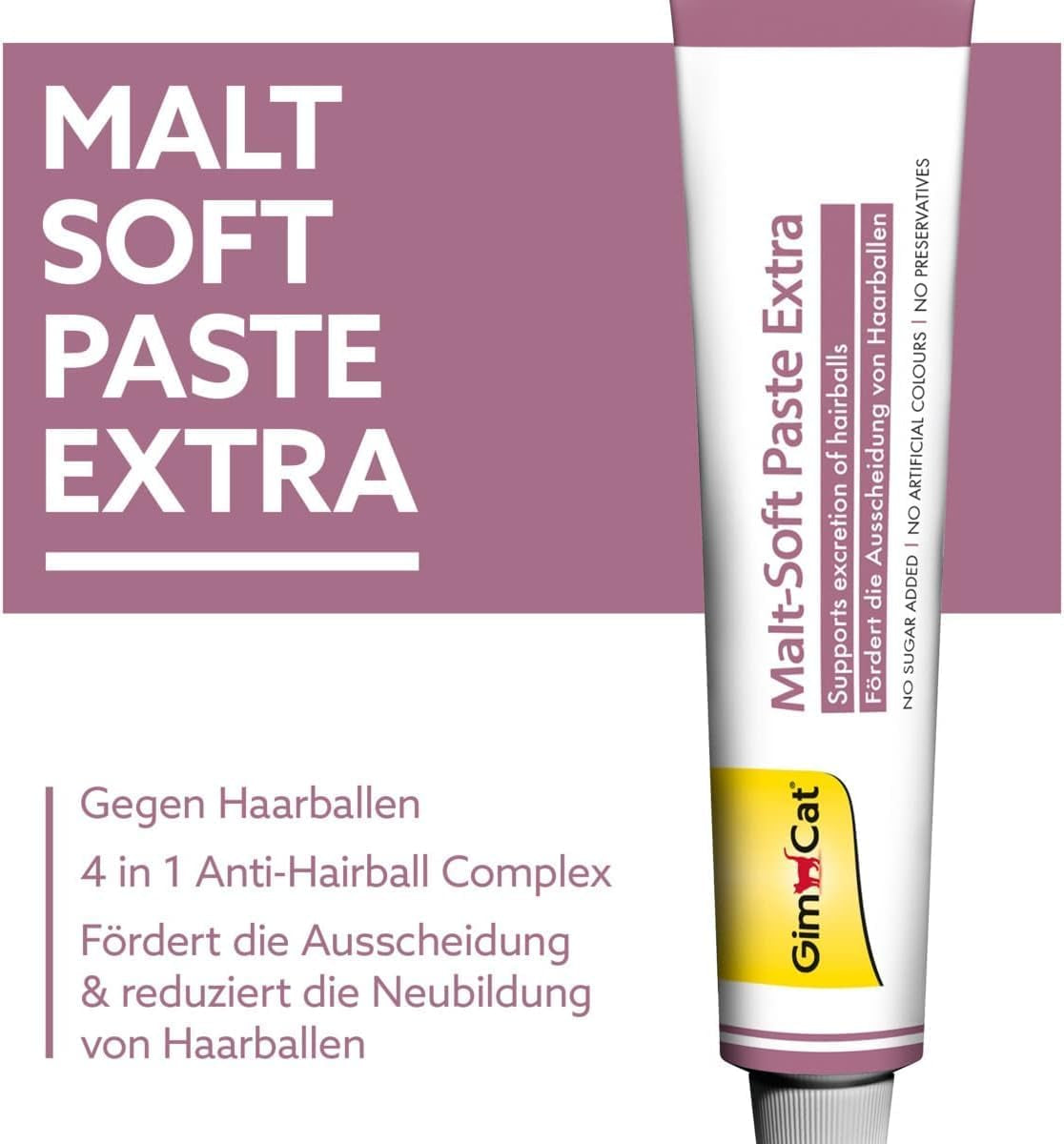 Gimcat Malt-Soft Paste Extra - Anti-Hairball Katzensnack Fördert Ausscheidung Von Haarballen - 1 Tube (1 X 200 G)