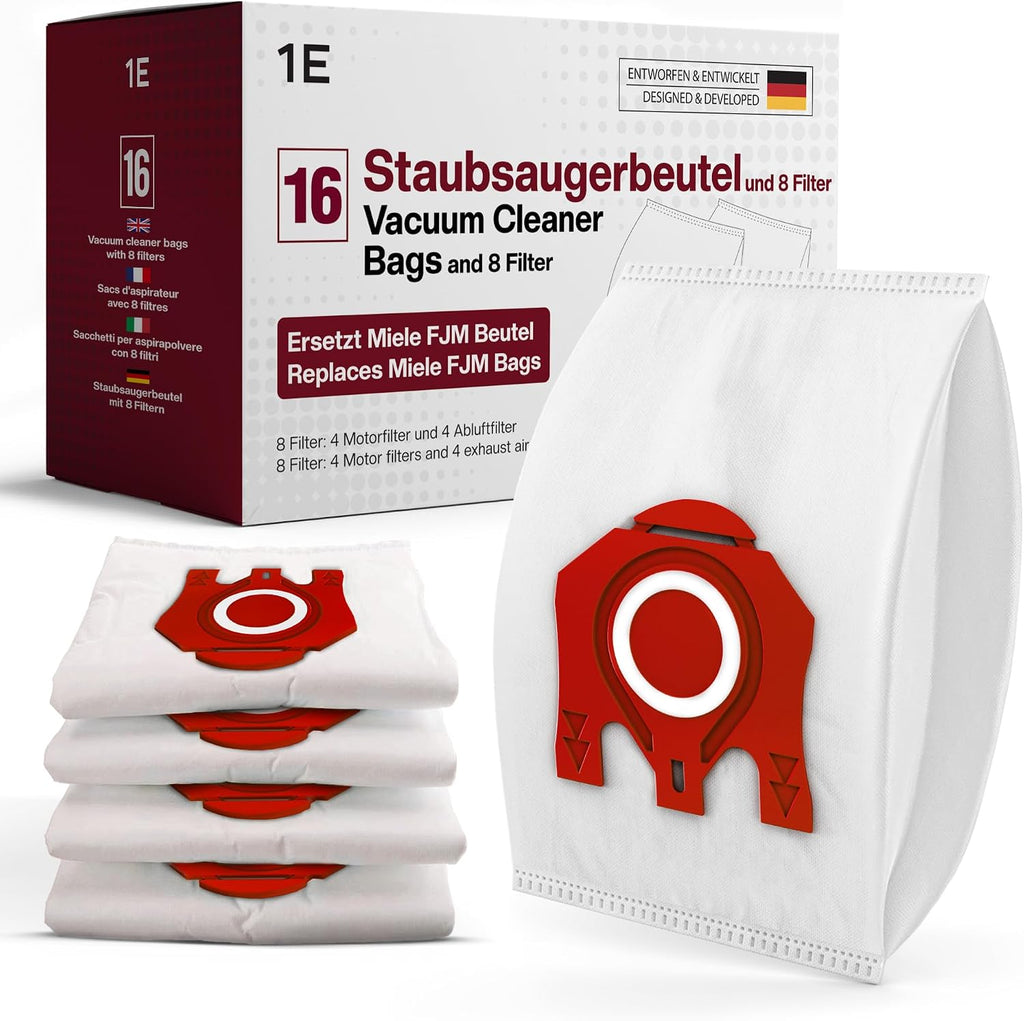 16 Staubsaugerbeutel Für Miele Staubsauger [Complete C3 & C2, Classic C1, S8340] Ersetzt GN Inkl. 4 Motor- & 4 Abluft Filter [S8000, S5000, S2000, S800 & S600 Serie] Ersetzt 9917730 12281680 S8 S5