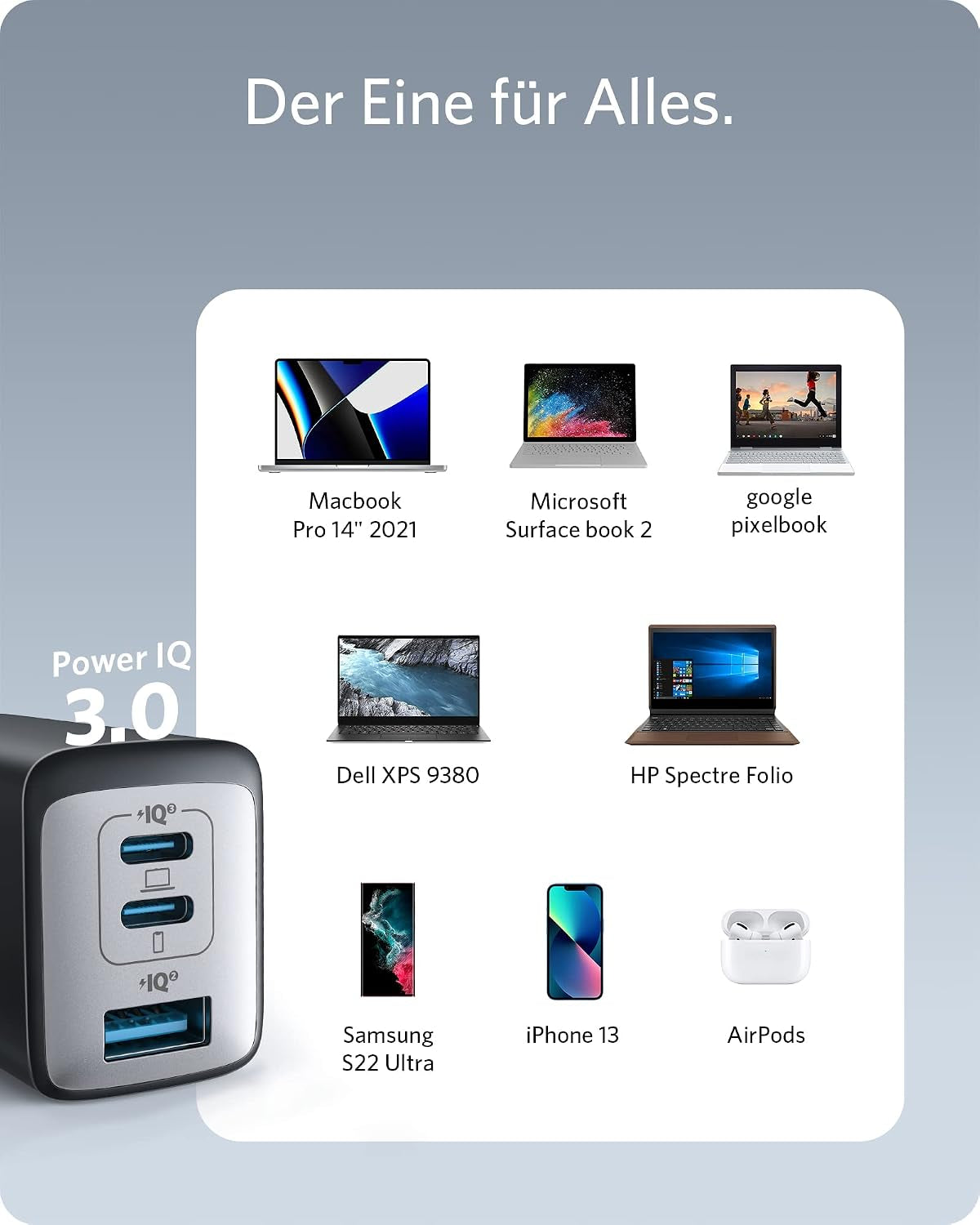 Anker Nano 65W USB C Ladegerät, 3-Port PPS Schnellladegerät, Ipad Ladegerät, Kompaktes Netzteil Für Macbook Pro, Ipad Pro, Galaxy S20, Dell XPS 13, Note 20, Iphone 17/16/15 Series,Pixels