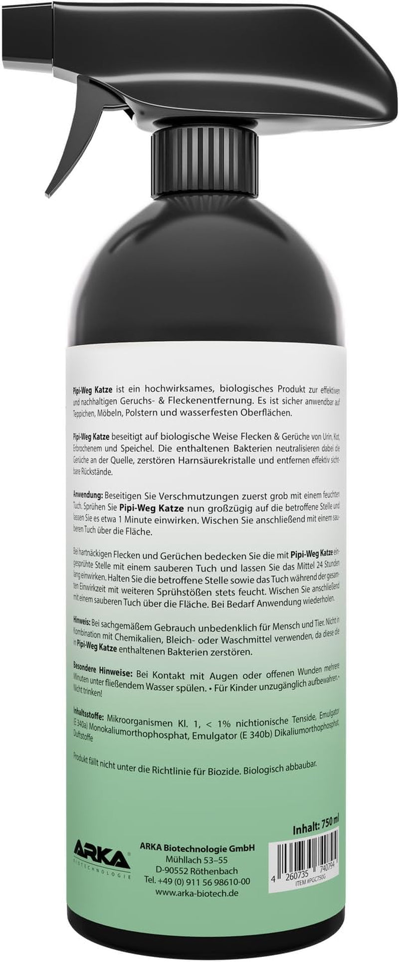 Enzymreiniger Katzenurin 750 Ml – Extrem Stark Gegen Katzenpipi, Uringeruch & Flecken – Biologisch, Tierfreundlich Und Für Sofa, Teppich, Textilien, Auto & Katzenklo – Pipi-Weg