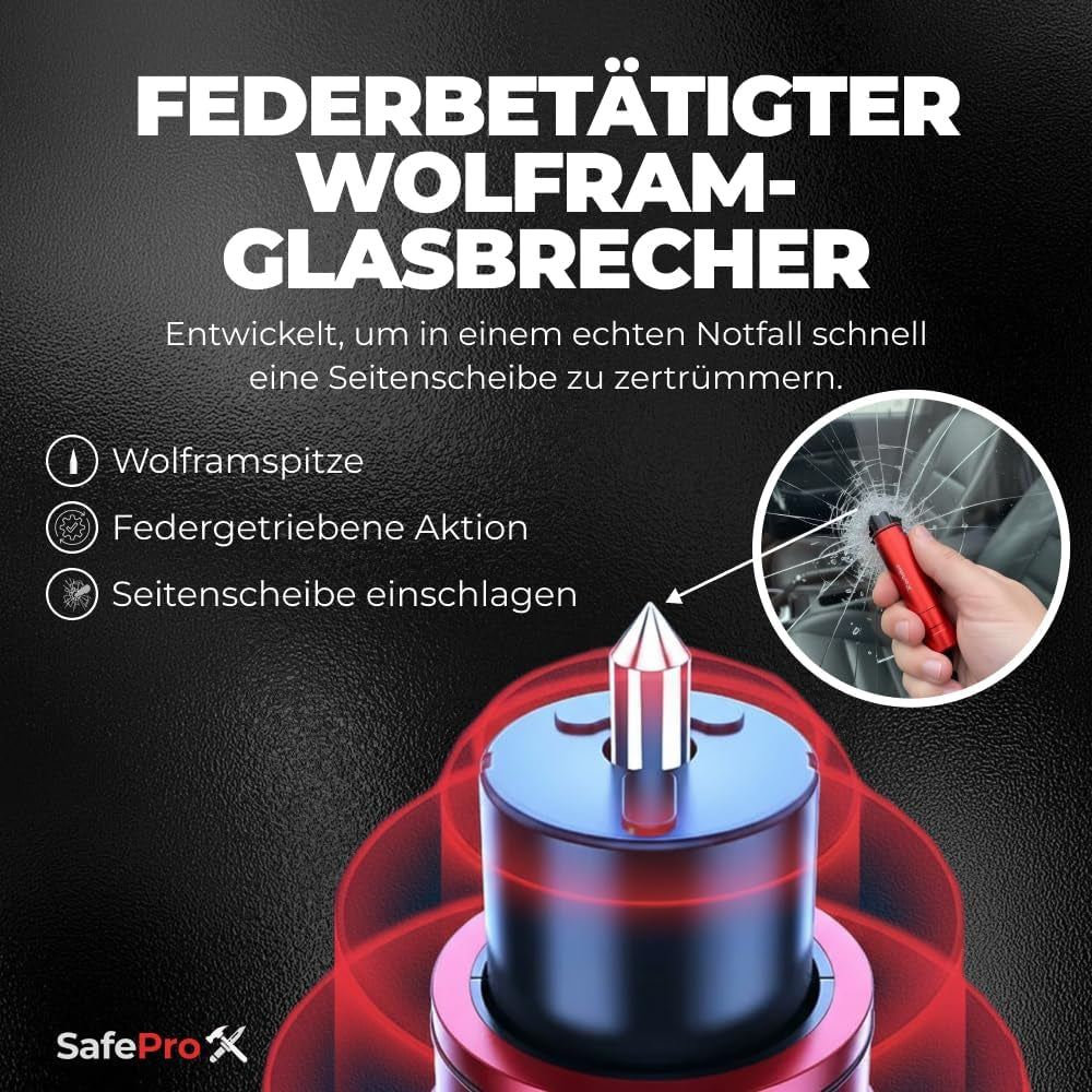 Notfallhammer Auto Mit Gurtschneider - Lebensrettender Kompakt Federkörner Glasbrecher - Sicherheit Rescue Tool & Scheiben Zertrümmerer Für Schnelle Flucht Bei Straße Unfällen (2Er-Pack)