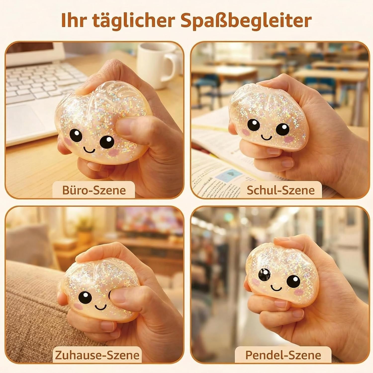 XXL Mystery Dumpling Squishy Buns 1Er, 3Er, 4Er Set – Glitter & Matt & Glow Überraschungsfarbe – 9,5Cm Squeeze Toy Mit Steamer Box – anti Stress Ball Knetball Baozi Mochi