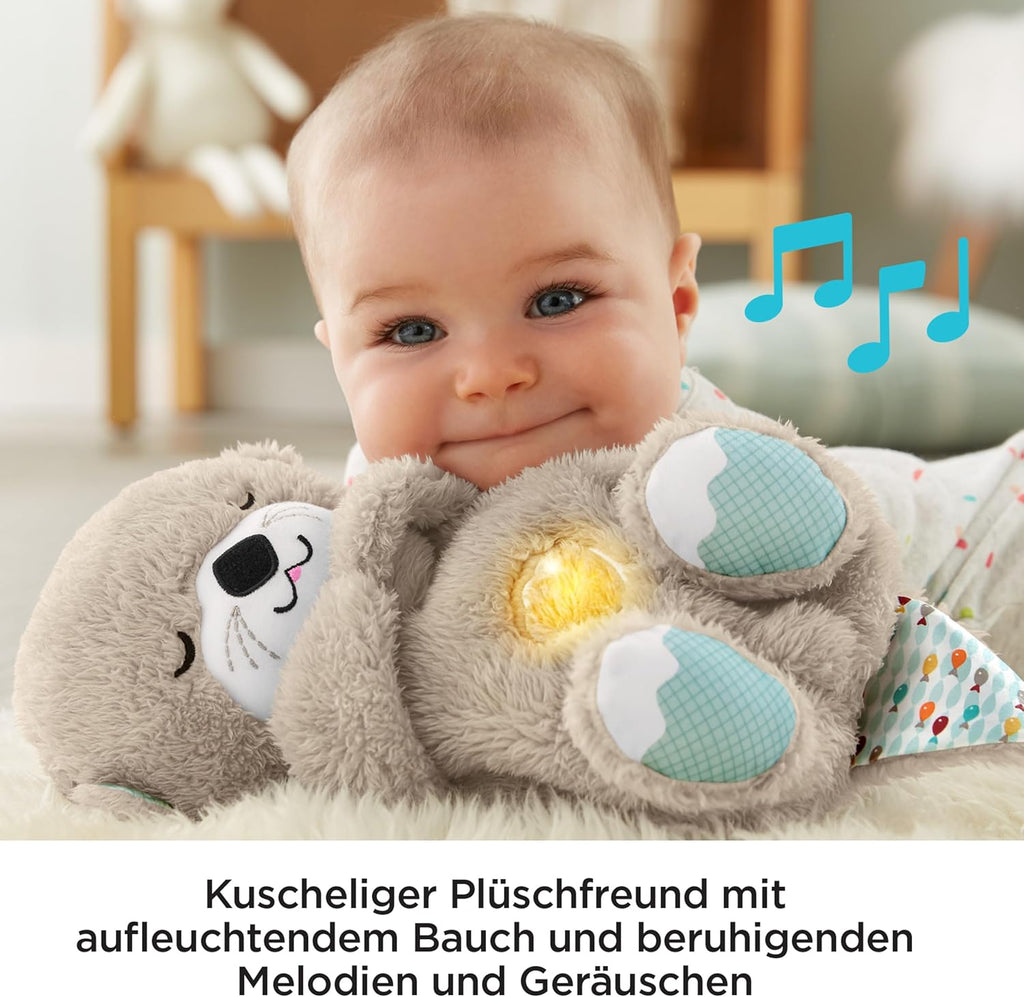 Fisher-Price Schlummer Otter Kuscheltier Mit Atembewegung Und Musik, Baby Erstausstattung, Neugeborene, Baby Spielzeug Ab Geburt, Babyparty Und Neugeborenen Geschenk, FXC66