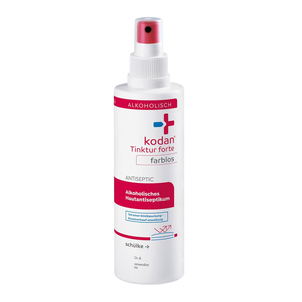 Kodan® Tinktur Forte - Farblos 250 Ml - Hautdesinfektion Spray Mit 24H Langzeitwirkung - Farbloses Hautantiseptikum Vor Injektionen, Blutentnahmen & Operativen Eingriffen.