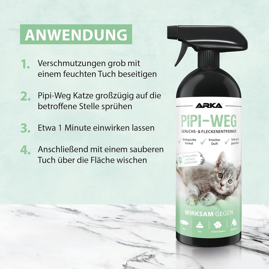 Enzymreiniger Katzenurin 750 Ml – Extrem Stark Gegen Katzenpipi, Uringeruch & Flecken – Biologisch, Tierfreundlich Und Für Sofa, Teppich, Textilien, Auto & Katzenklo – Pipi-Weg
