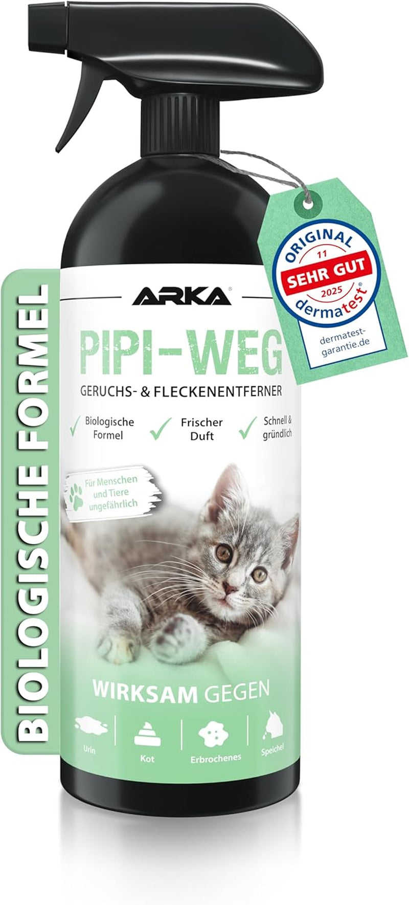 Enzymreiniger Katzenurin 750 Ml – Extrem Stark Gegen Katzenpipi, Uringeruch & Flecken – Biologisch, Tierfreundlich Und Für Sofa, Teppich, Textilien, Auto & Katzenklo – Pipi-Weg