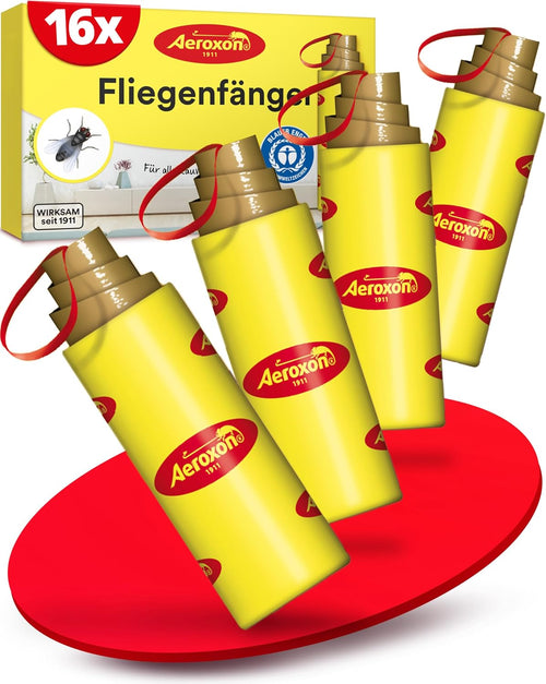 Aeroxon Fliegenfänger 16 Stück – Fliegenfalle Innenbereich Ohne Chemie – Geruchlose Fliegenfalle Klebefalle Gegen Hausfliegen – 8 Wochen Wirksam – Schutz Vor Fliegen Fallen Im Wohnbereich