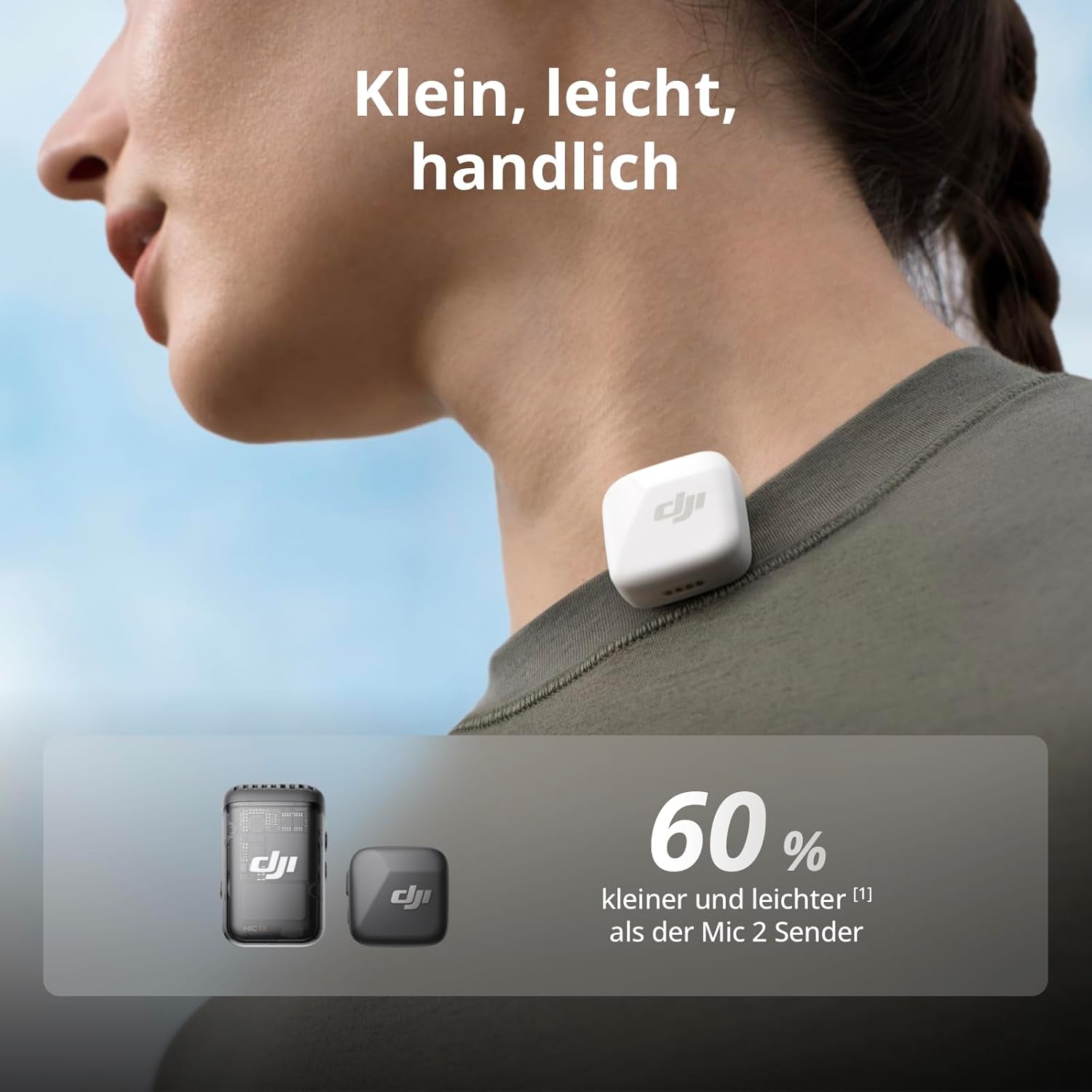 DJI Mic Mini Sender Mikrofon (Infinity Schwarz), Ultraleicht, Osmoaudio, Geräuschunterdrückung, Wireless Mikrofon Für Handy/Kamera, Iphone, Android, Vlog, Youtube
