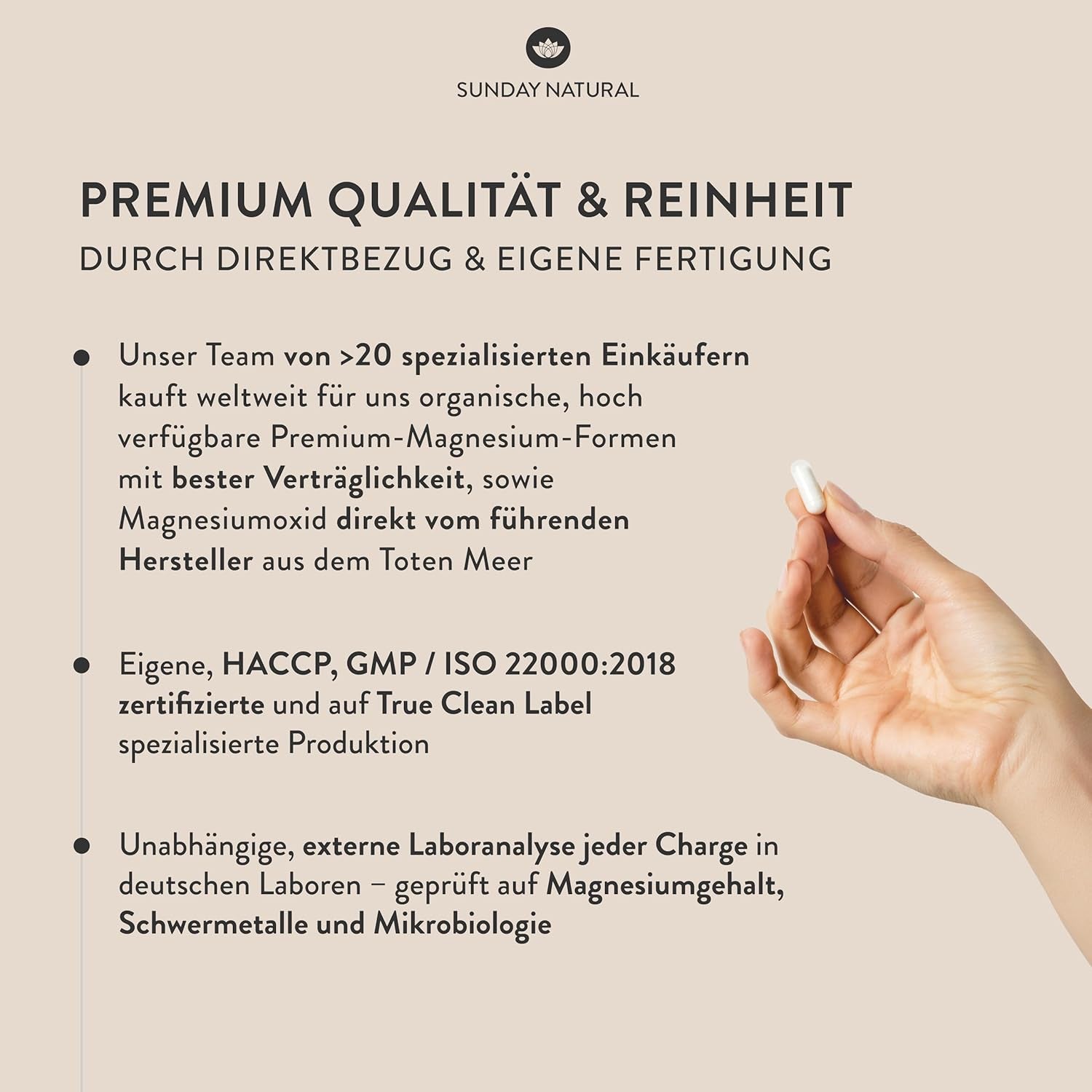 SUNDAY NATURAL® Magnesium Komplex – 240 Kapseln - 400Mg Pro Tag - Aus 7 Verbindungen: Magnesium Bisglycinat, Citrat, Malat, Laktat, Ascorbat, Oxid, Lysinat - Vegan, Laborgeprüft