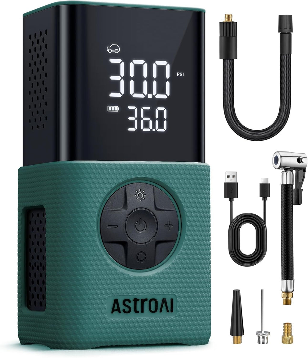 Astroai Kabellose Elektrische Luftpumpe, Tragbare Akku Fahrradpumpe Mit Alle Ventile, Led-Licht, Wiederaufladbare Reifenpumpe Für Fahrrad, E-Bike, Auto, Motorrad, Bälle, Schwarz | Mit Alle Ventile Led-Licht, Wiederaufladbare Reifenpumpe Für Fahrrad, E-Bik