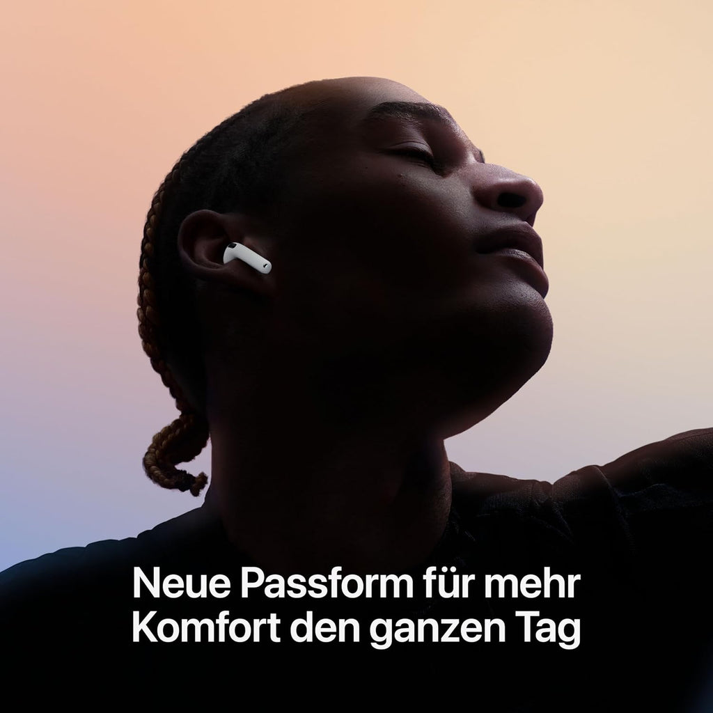 Apple Airpods 4 Kabellose Kopfhörer, Bluetooth Kopfhörer, Personalisiertes 3D Audio, Schutz Vor Schweiß Und Wasser, USB-C Ladecase, H2 Chip, Bis Zu 24 Std. Wiedergabe