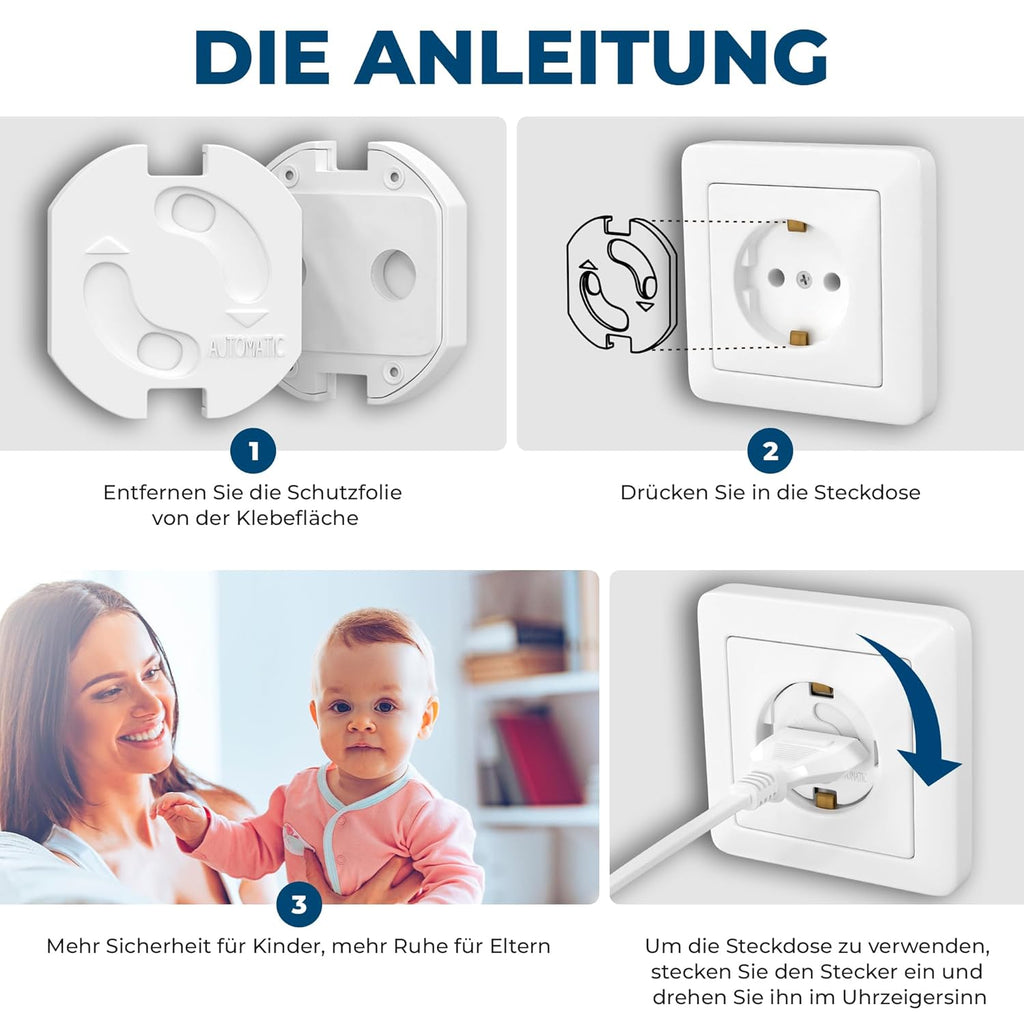 Hoffenbach 20X Steckdosen Kindersicherung – Steckdosensicherung Mit Drehmechanik – Schutz Für Babys & Kinder – Steckdosenschutz Verhindert Unfälle & Stromschläge – Steckdose Kinderschutz – Weiß
