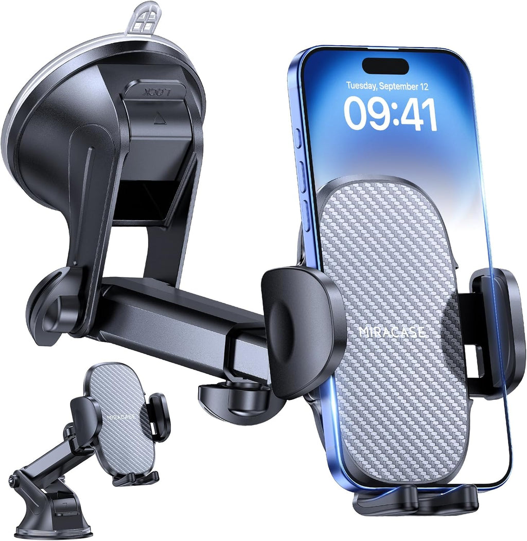 Miracase Handyhalterung Auto[Stärkst Saugnapf] Handyhalter Fürs Auto 360° Drehbar, Armaturenbrett Windschutzscheibe KFZ Handy Halterung Kits Für Iphone Galaxy Alle Smartphones