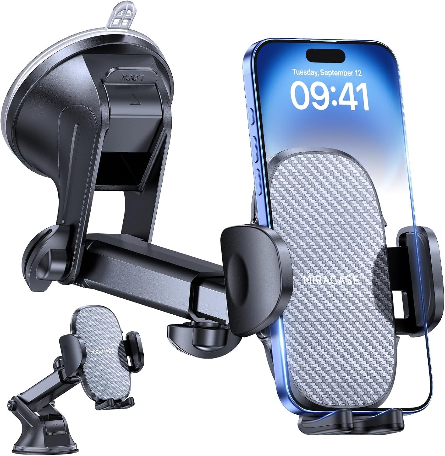 Miracase Handyhalterung Auto[Stärkst Saugnapf] Handyhalter Fürs Auto 360° Drehbar, Armaturenbrett Windschutzscheibe KFZ Handy Halterung Kits Für Iphone Galaxy Alle Smartphones