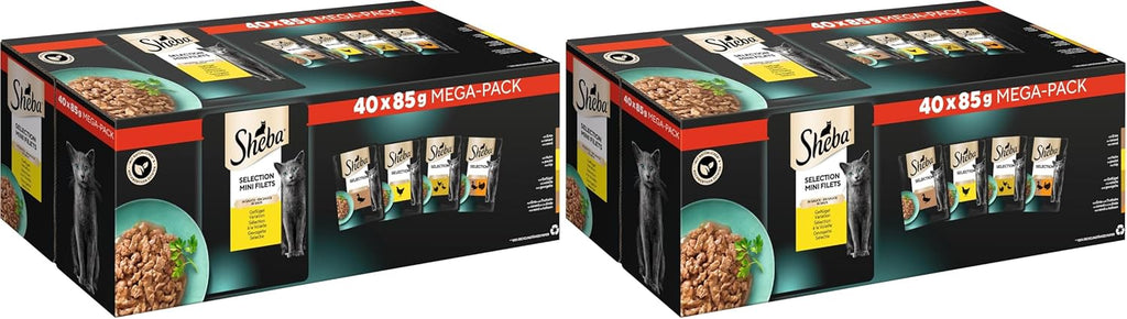 SHEBA Adult Katzenfutter Nass - 40X85G Portionsbeutel - Geflügel Variation in Sauce - Nassfutter Für Katzen - 1 Großpackung
