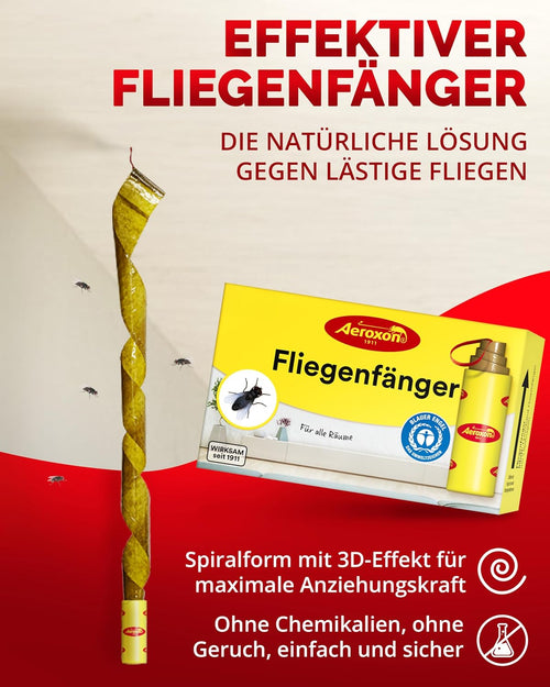 Aeroxon Fliegenfänger 16 Stück – Fliegenfalle Innenbereich Ohne Chemie – Geruchlose Fliegenfalle Klebefalle Gegen Hausfliegen – 8 Wochen Wirksam – Schutz Vor Fliegen Fallen Im Wohnbereich