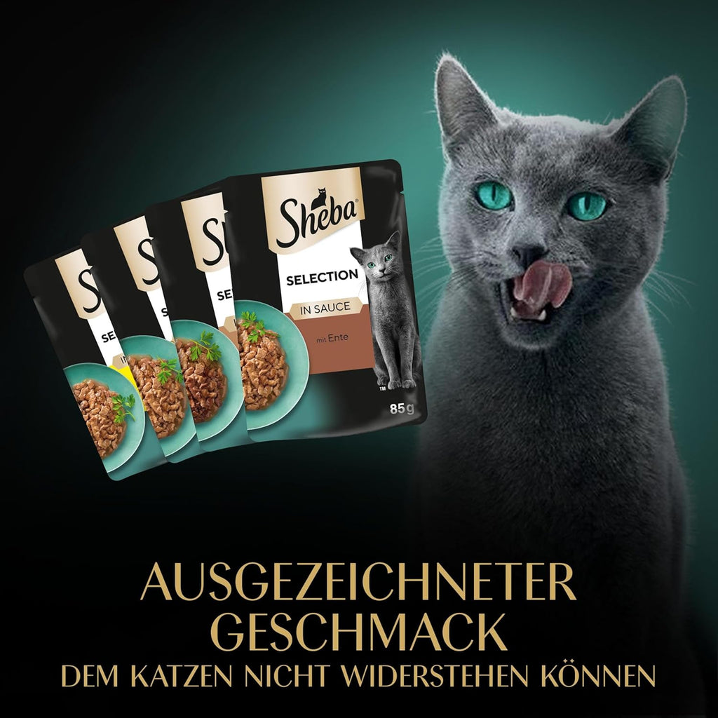 SHEBA Adult Katzenfutter Nass - 40X85G Portionsbeutel - Geflügel Variation in Sauce - Nassfutter Für Katzen - 1 Großpackung