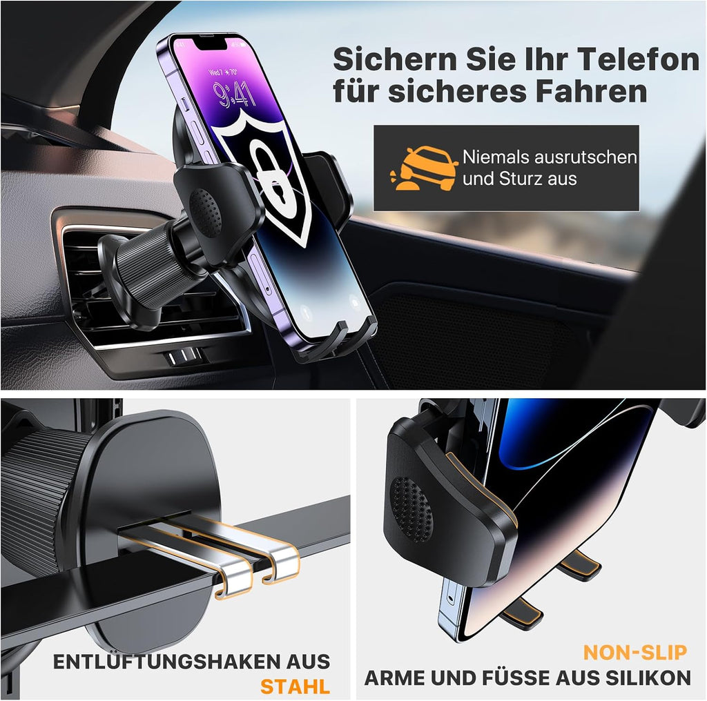 Miracase Handyhalterung Auto [Stabilere Doppelhaken] Handyhalter Für Autos Lüftung Universale, Halterung Für Navigationsgeräte，360 Grad Vent KFZ Halterung Für Iphone Galaxy Smartphone