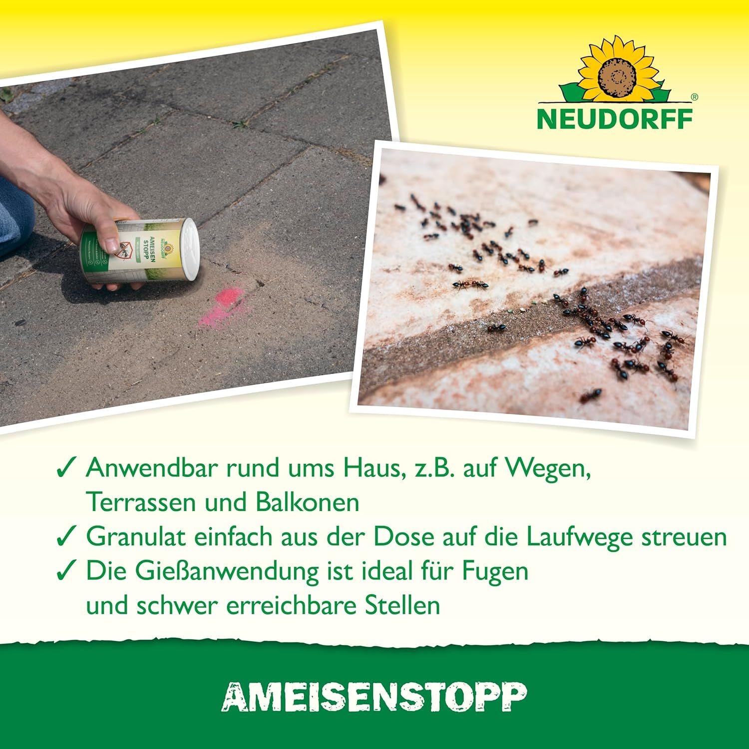 Neudorff Ameisenstopp – Ameisenstreumittel Mit Sofortwirkung Schützt Effektiv Gegen Ameisen Rund Ums Haus. Ameisenmittel Zum Streuen Oder Gießen, 300 G