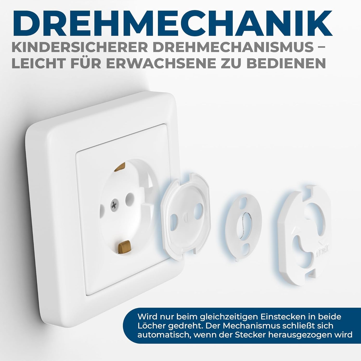 Hoffenbach 20X Steckdosen Kindersicherung – Steckdosensicherung Mit Drehmechanik – Schutz Für Babys & Kinder – Steckdosenschutz Verhindert Unfälle & Stromschläge – Steckdose Kinderschutz – Weiß