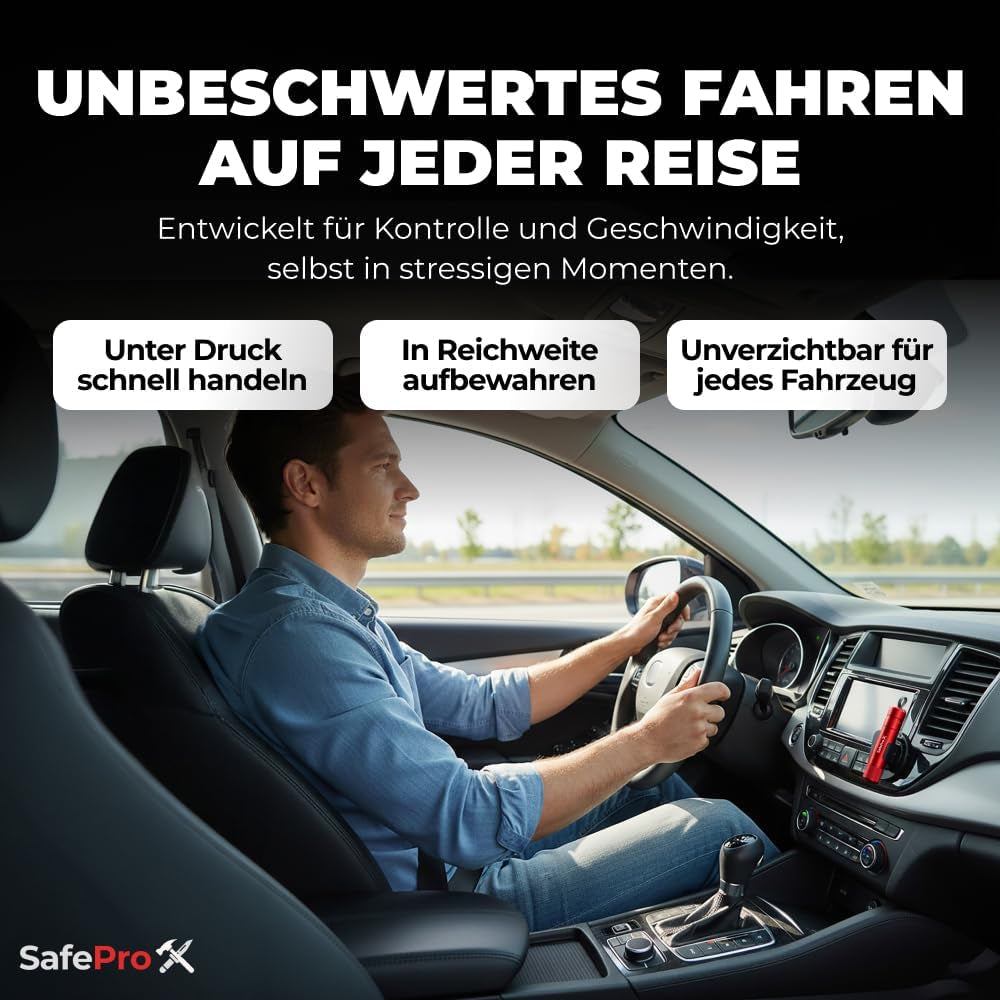 Notfallhammer Auto Mit Gurtschneider - Lebensrettender Kompakt Federkörner Glasbrecher - Sicherheit Rescue Tool & Scheiben Zertrümmerer Für Schnelle Flucht Bei Straße Unfällen (2Er-Pack)