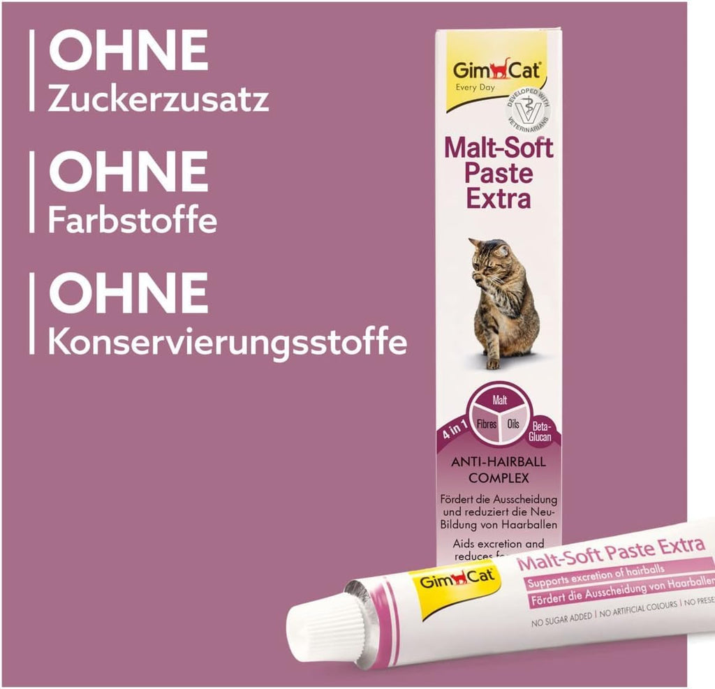 Gimcat Malt-Soft Paste Extra - Anti-Hairball Katzensnack Fördert Ausscheidung Von Haarballen - 1 Tube (1 X 200 G)