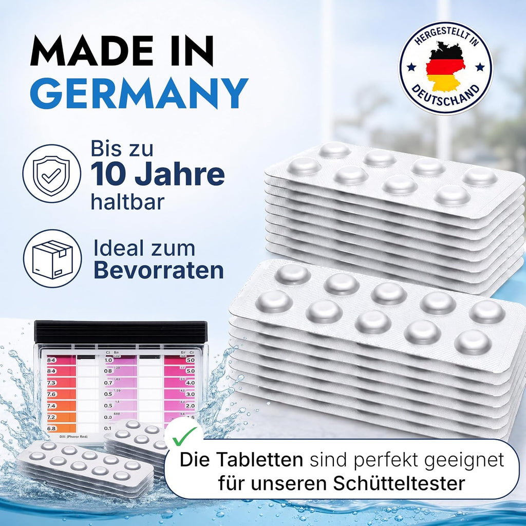 Pooltester Nachfülltabletten 100 Stück | 50X DPD1 Für Freies Chlor & Brom + 50X Phenol Red Für Ph-Wert | Rapid Wassertest Tabletten Für Pool, Whirlpool & Spa | Passend Für Schütteltester