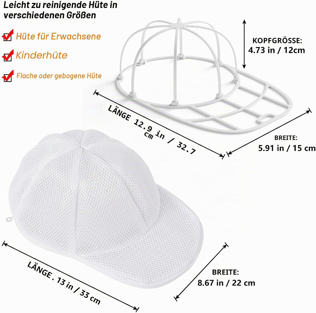 Coopache Wäschesack Cap Gestell Zum Waschen Form Halter Für Waschmaschine Und Spülmaschine Hut Reiniger Basecap Waschgestell Für Baseballmützen (Weiß)