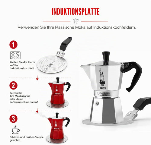 Bialetti Moka Induktionskochteller Adapter Für Die Verwendung Von Kaffeekannen Und Kochgeschirr Auf Induktionskochfelder, Stahl, 13 Cm, Silber