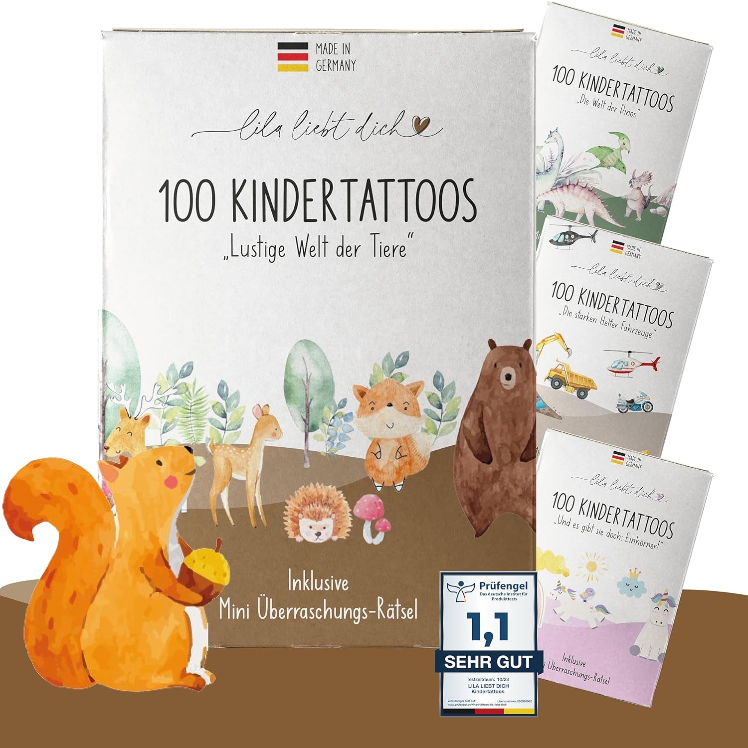 Lila Liebt Dich® 100 Fantastische Einhorn-Tattoos Kinder (6 Unterschiedliche Bögen) - Temporäre Tattoos// Kindertattoos Hautfreundlich & Dermatologisch Getestet // Kinder Tattoo Made in Germany