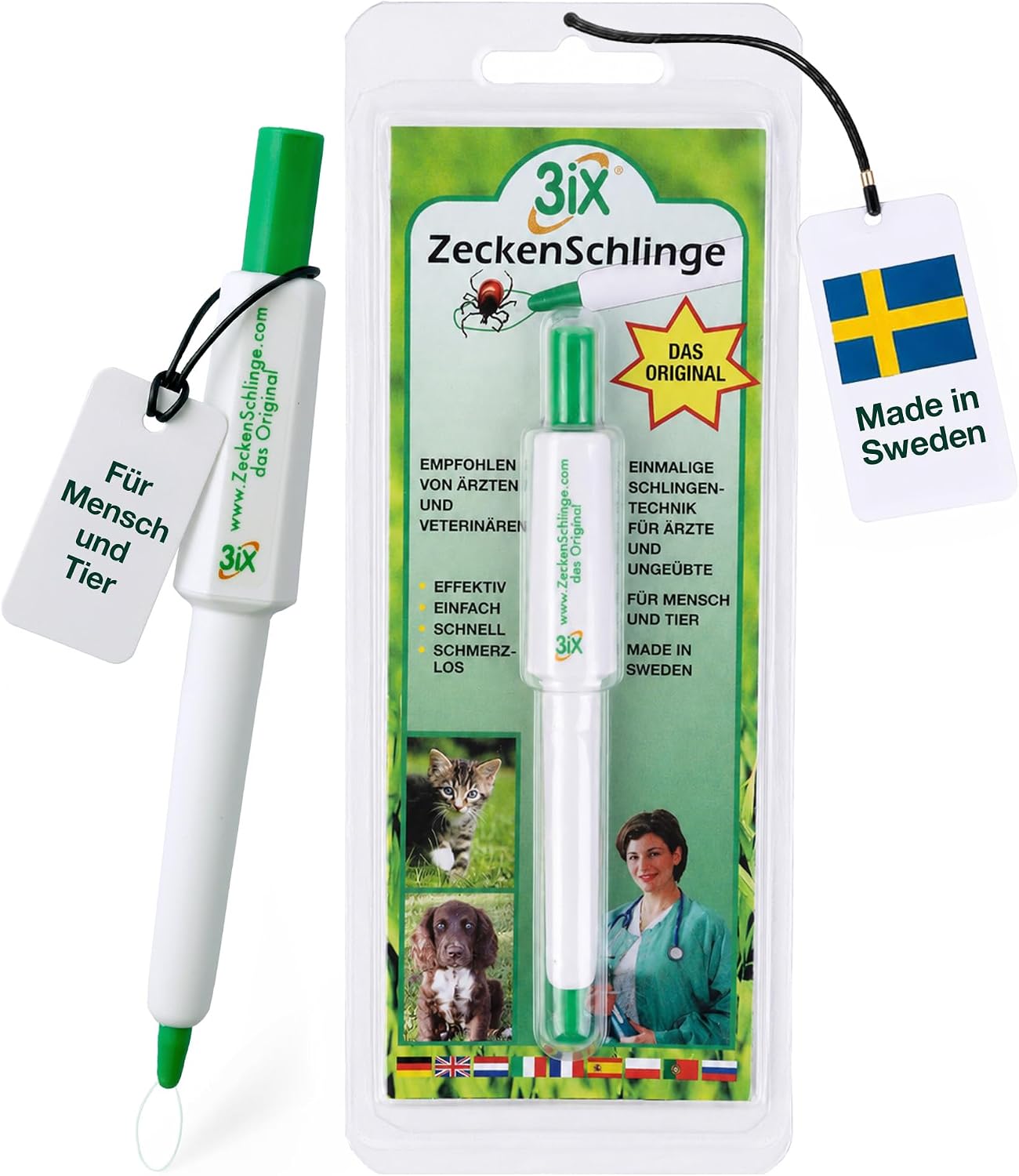 3Ix Zeckenschlinge, Das Original Aus Schweden, Statt Zeckenkarte, Pinzette, Haken, Zeckenmittel - Zeckenentferner Für Mensch, Haustiere Wie Hund, Katze, Hasen Und Mehr