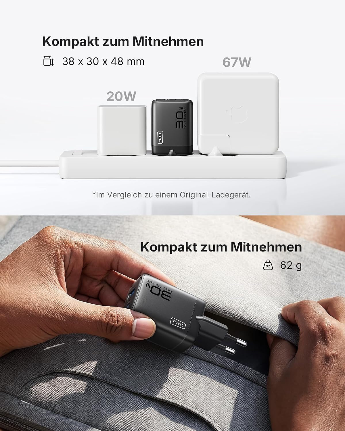 INIU 30W USB C Ladegerät, Gan Schnellladegerät Mit 1,5M 60W Kabel, Dual-Port Netzteil Mit Intelligentem Geräteschutz Für Iphone 17 16 Pro Max, Ipad Macbook Air Galaxy S26 Pixel Xiaomi [2-Pack Schwarz]