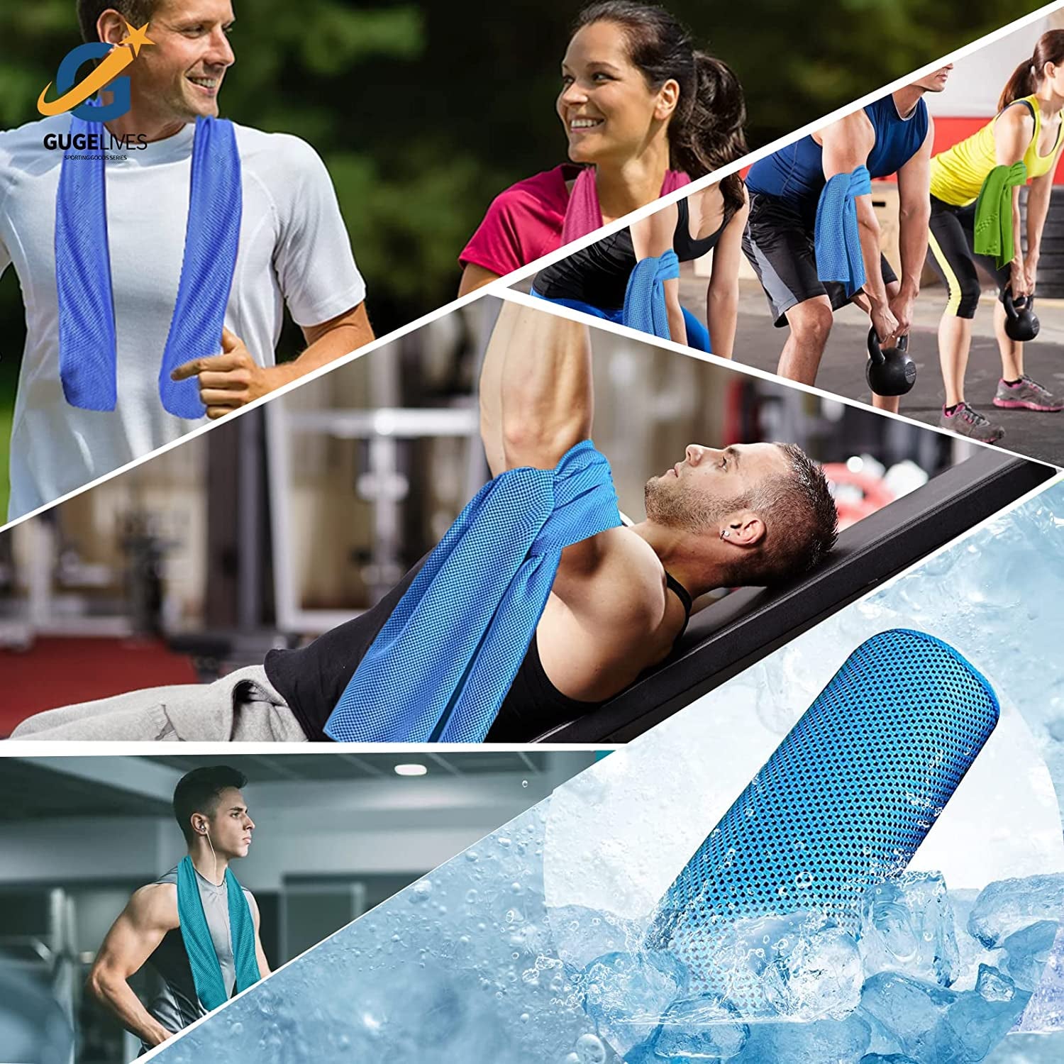[6Pack]Kühlendes Handtuch, Eis-Sport-Handtuch, Kühles Handtuch Für Sofortige Kühlung, Für Yoga, Reisen, Golf, Fitnessstudio, Camping, Fitness, Laufen, Workout Und Weitere Aktivitäten (90X 30Cm)