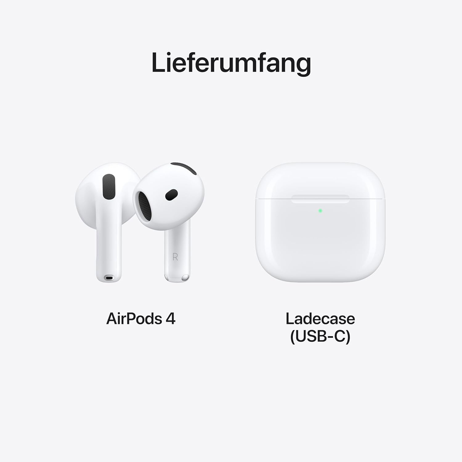 Apple Airpods 4 Kabellose Kopfhörer, Bluetooth Kopfhörer, Personalisiertes 3D Audio, Schutz Vor Schweiß Und Wasser, USB-C Ladecase, H2 Chip, Bis Zu 24 Std. Wiedergabe